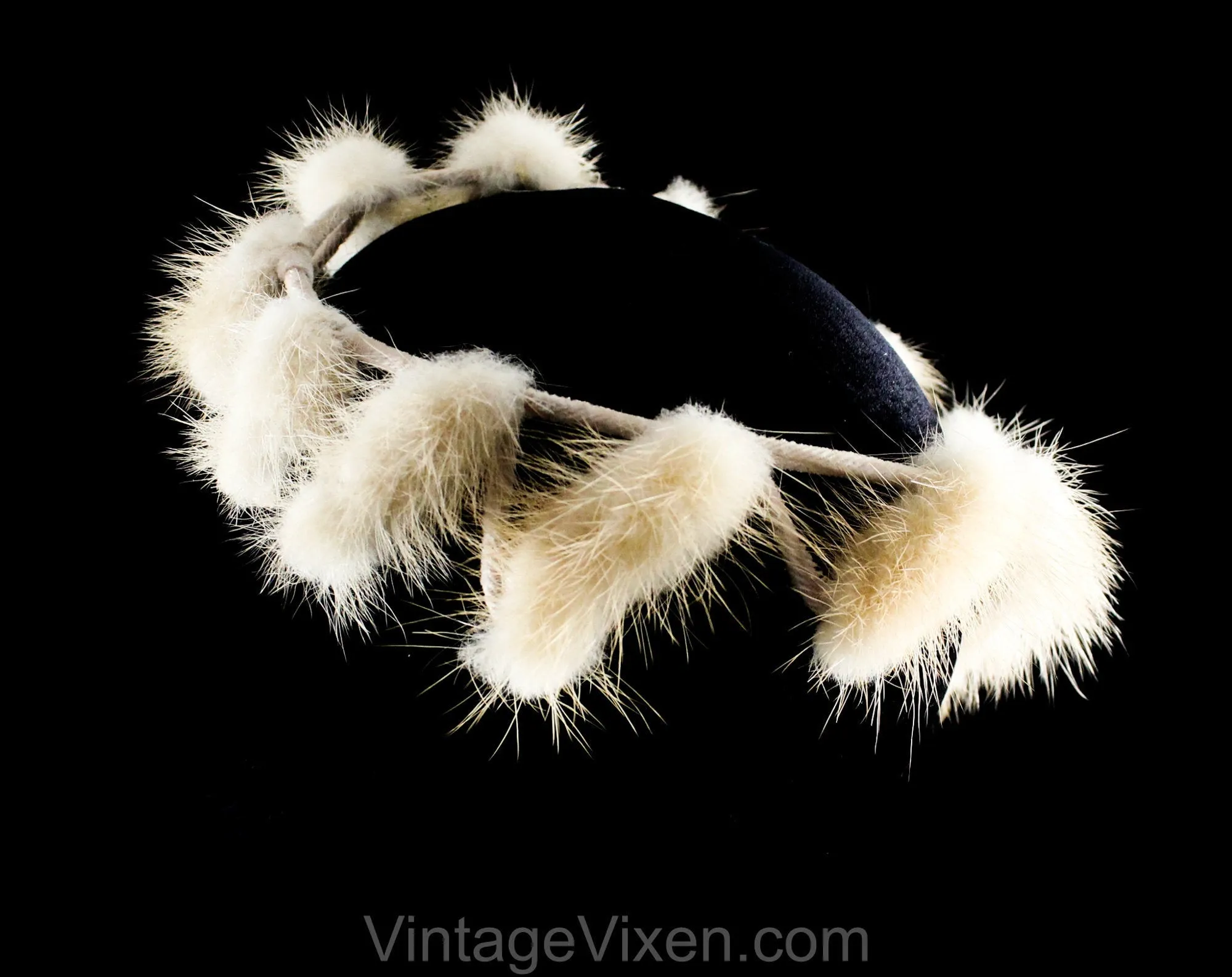 1960s Cage Style Hat - Gray Mink Fur 60s Millinery - Asymmetric Avant Garde Halo Style Headpiece - Jagged Grey Real Fur - 60's Glamour Girl