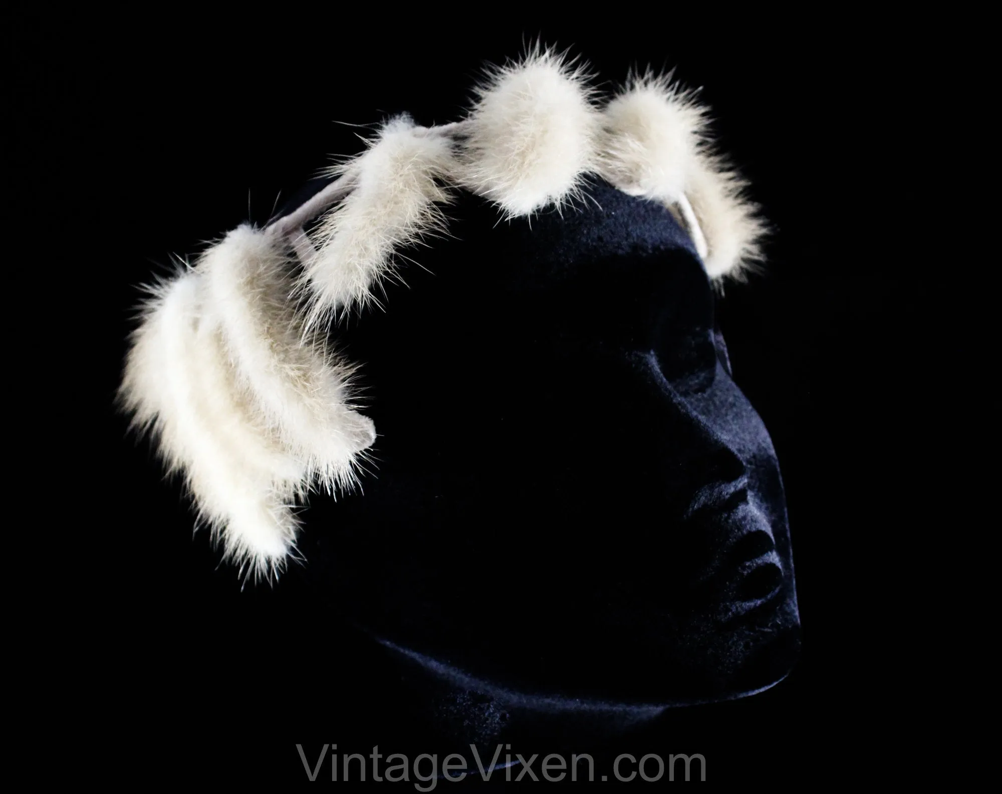 1960s Cage Style Hat - Gray Mink Fur 60s Millinery - Asymmetric Avant Garde Halo Style Headpiece - Jagged Grey Real Fur - 60's Glamour Girl
