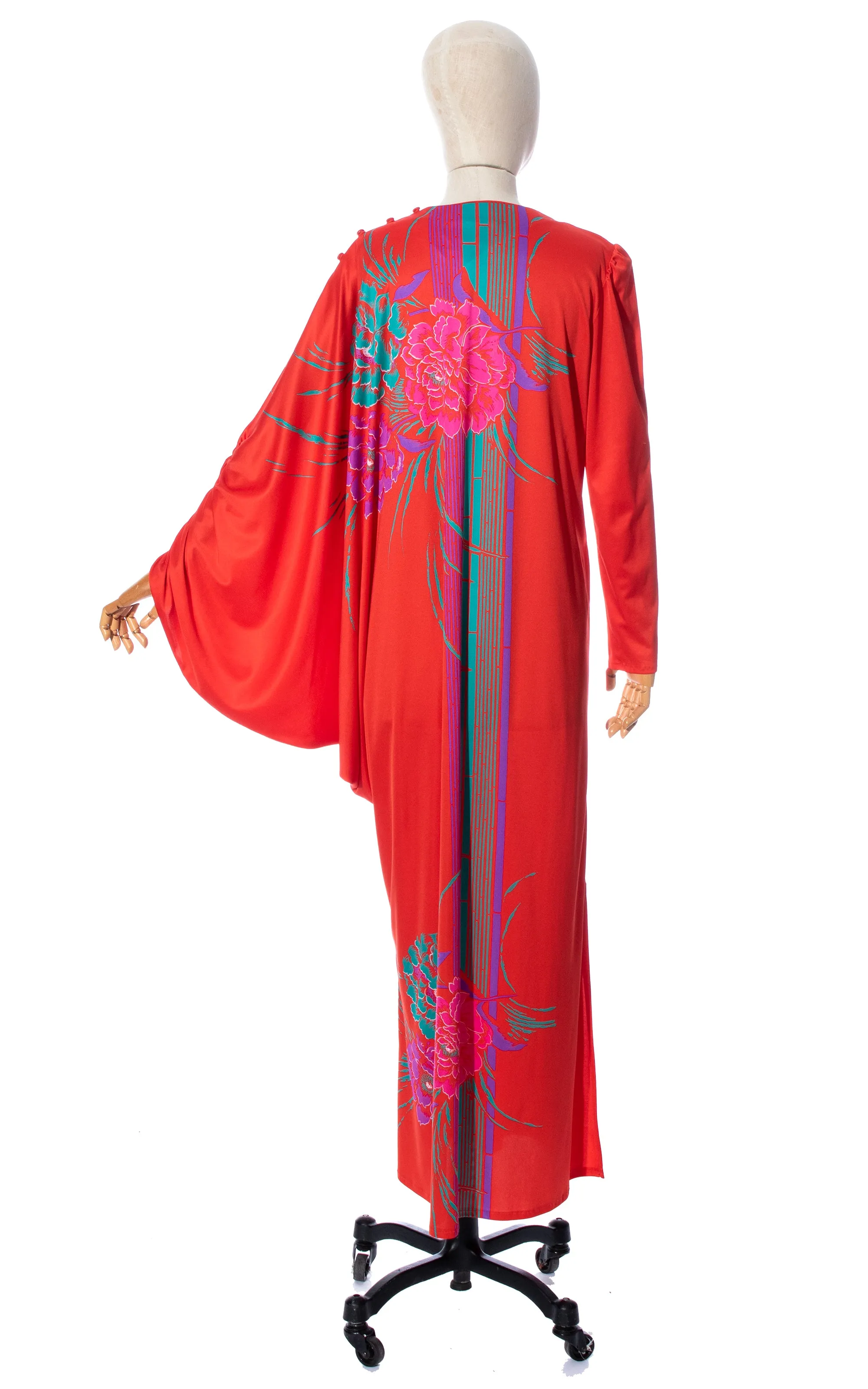 1970s 1980s Avant-Garde Sleeves Floral Maxi Dress | x-small/small/medium/large