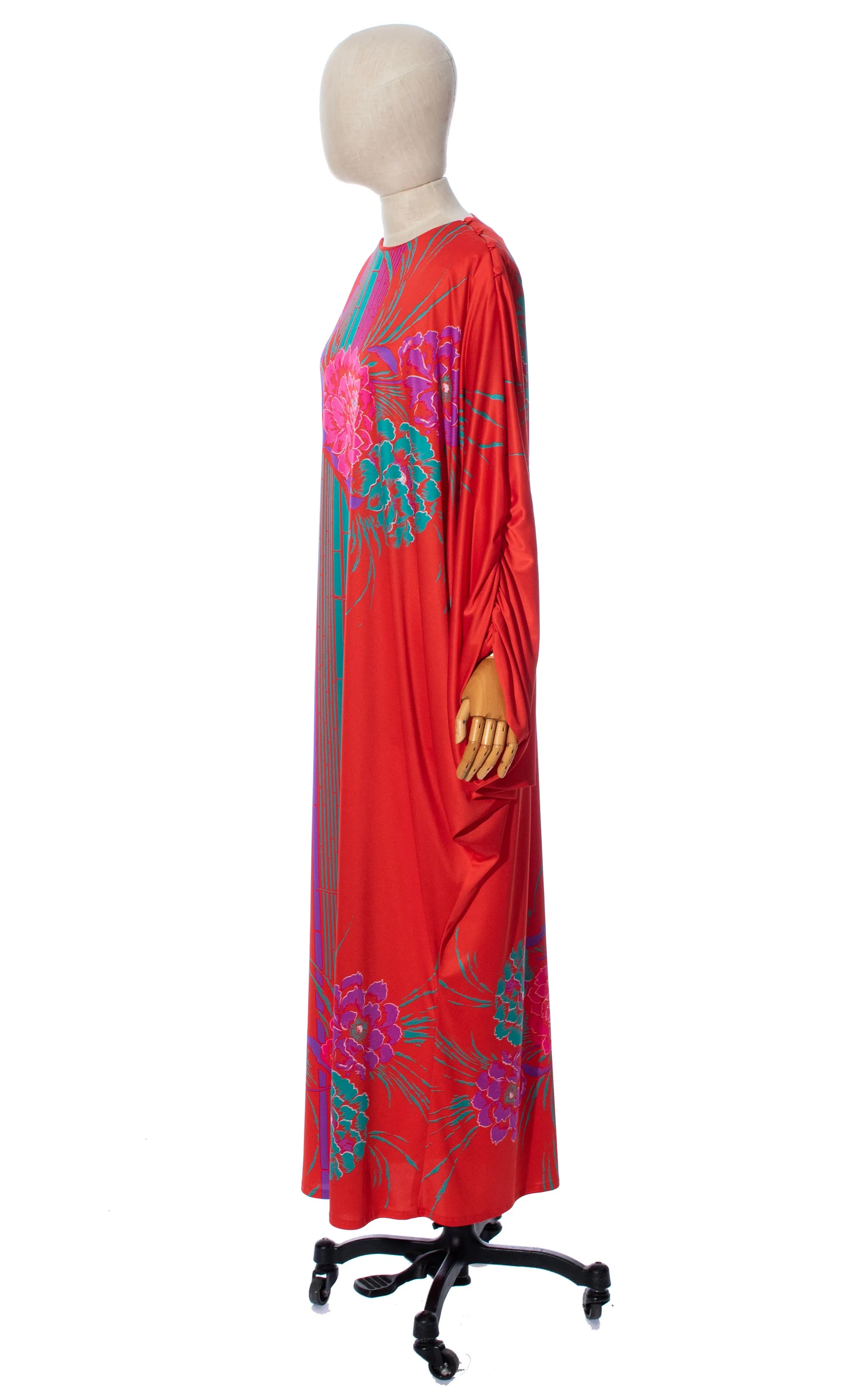 1970s 1980s Avant-Garde Sleeves Floral Maxi Dress | x-small/small/medium/large