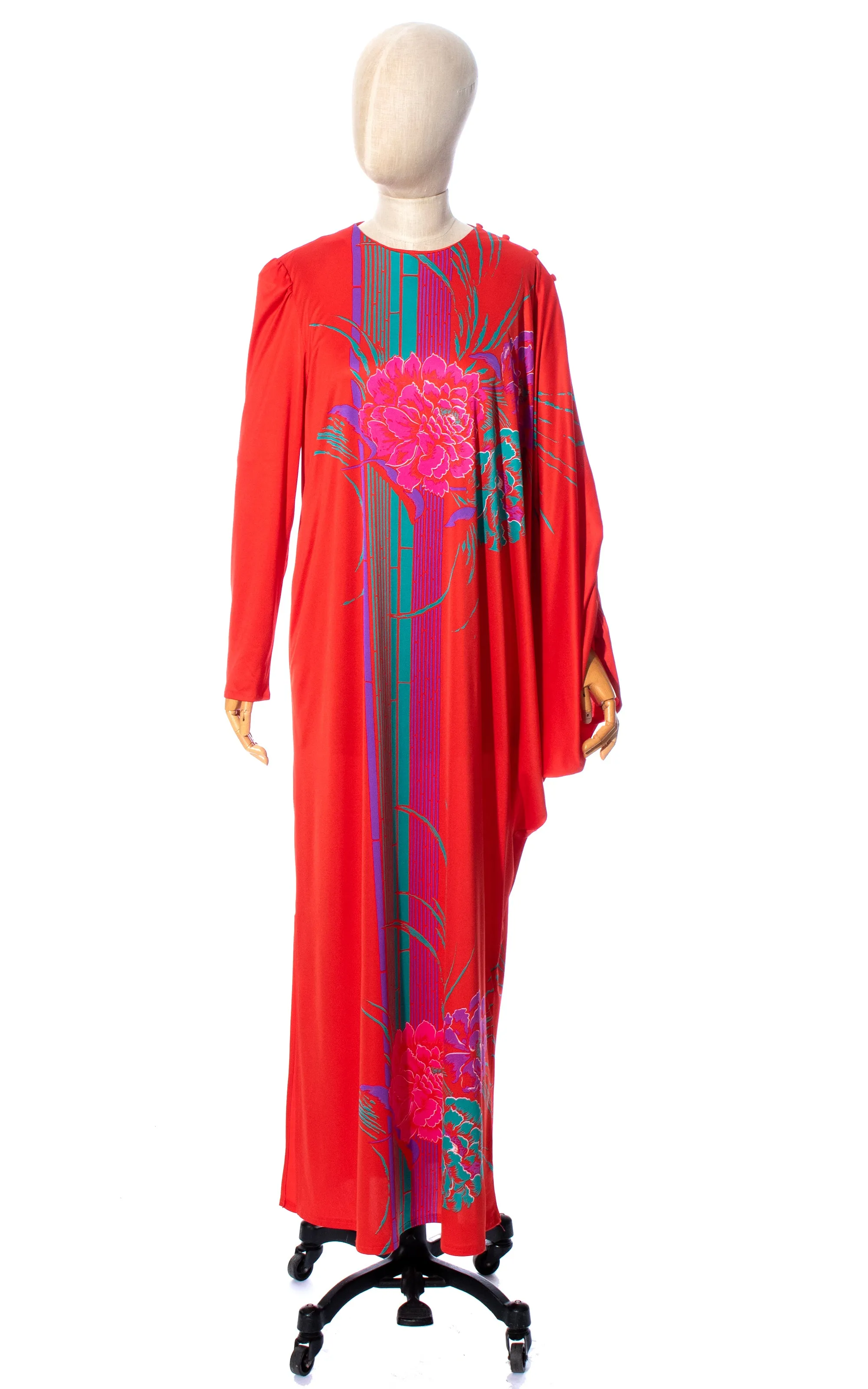 1970s 1980s Avant-Garde Sleeves Floral Maxi Dress | x-small/small/medium/large