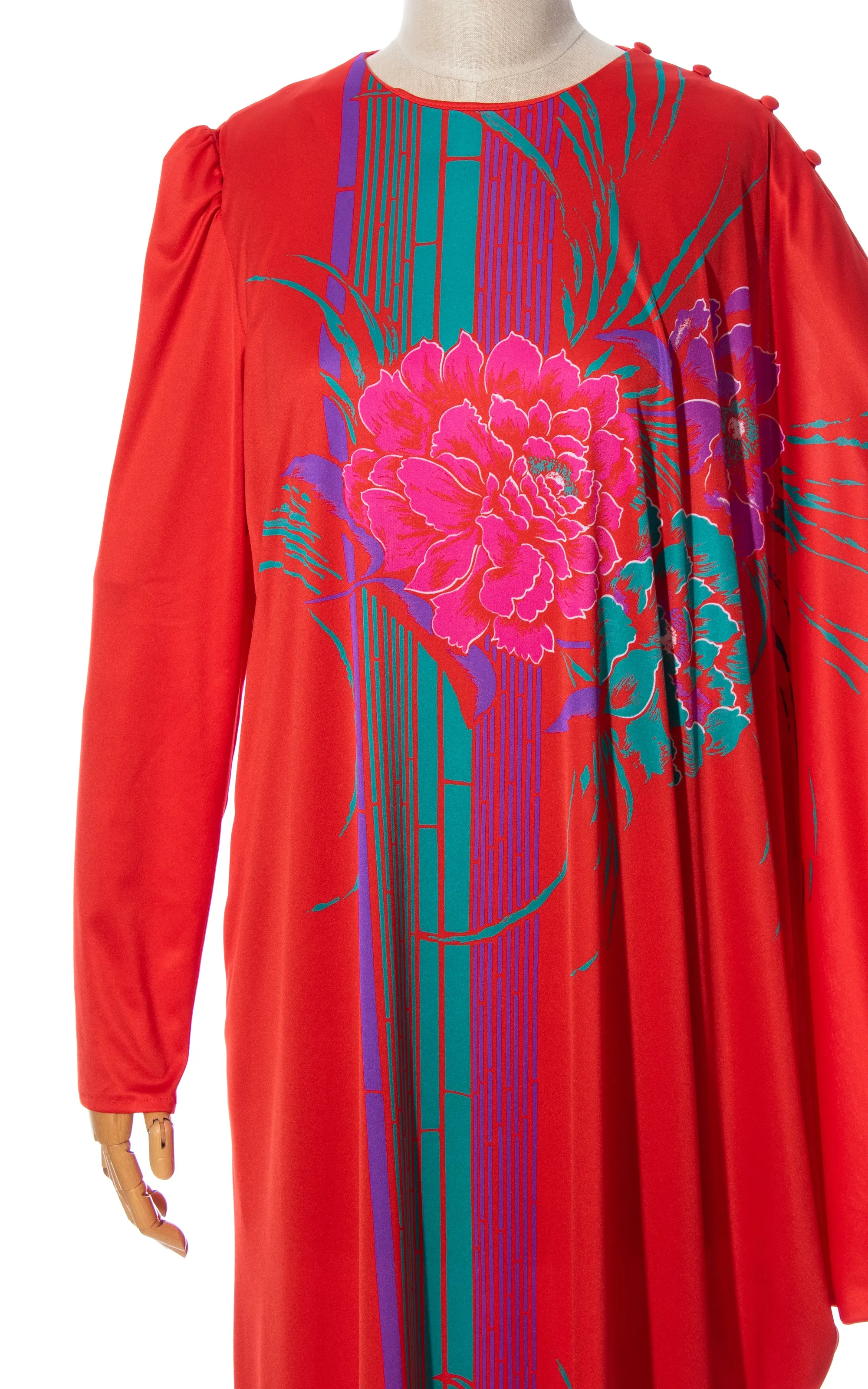 1970s 1980s Avant-Garde Sleeves Floral Maxi Dress | x-small/small/medium/large