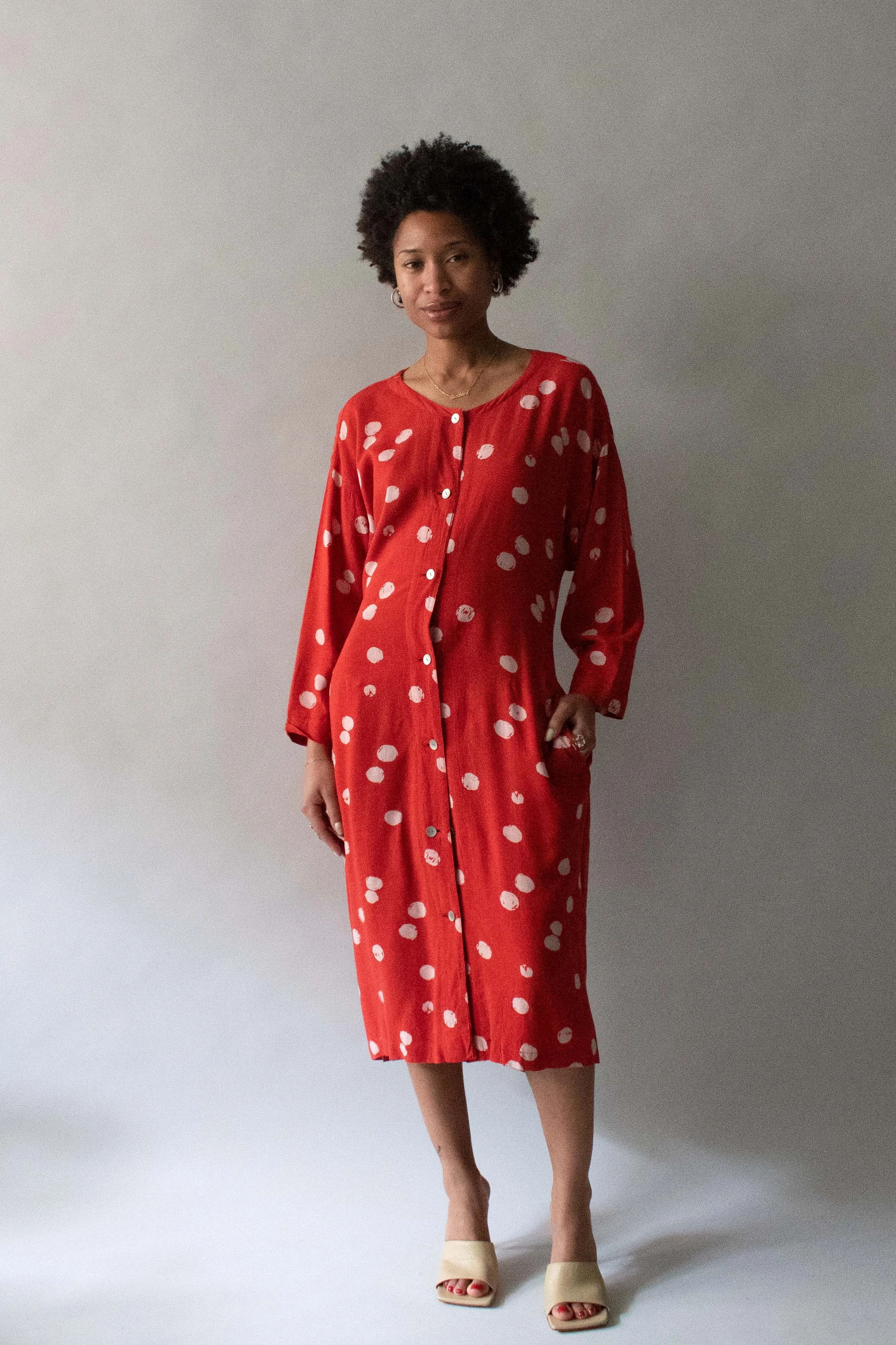 1980s Issey Miyake Linen Blend Dot Dress