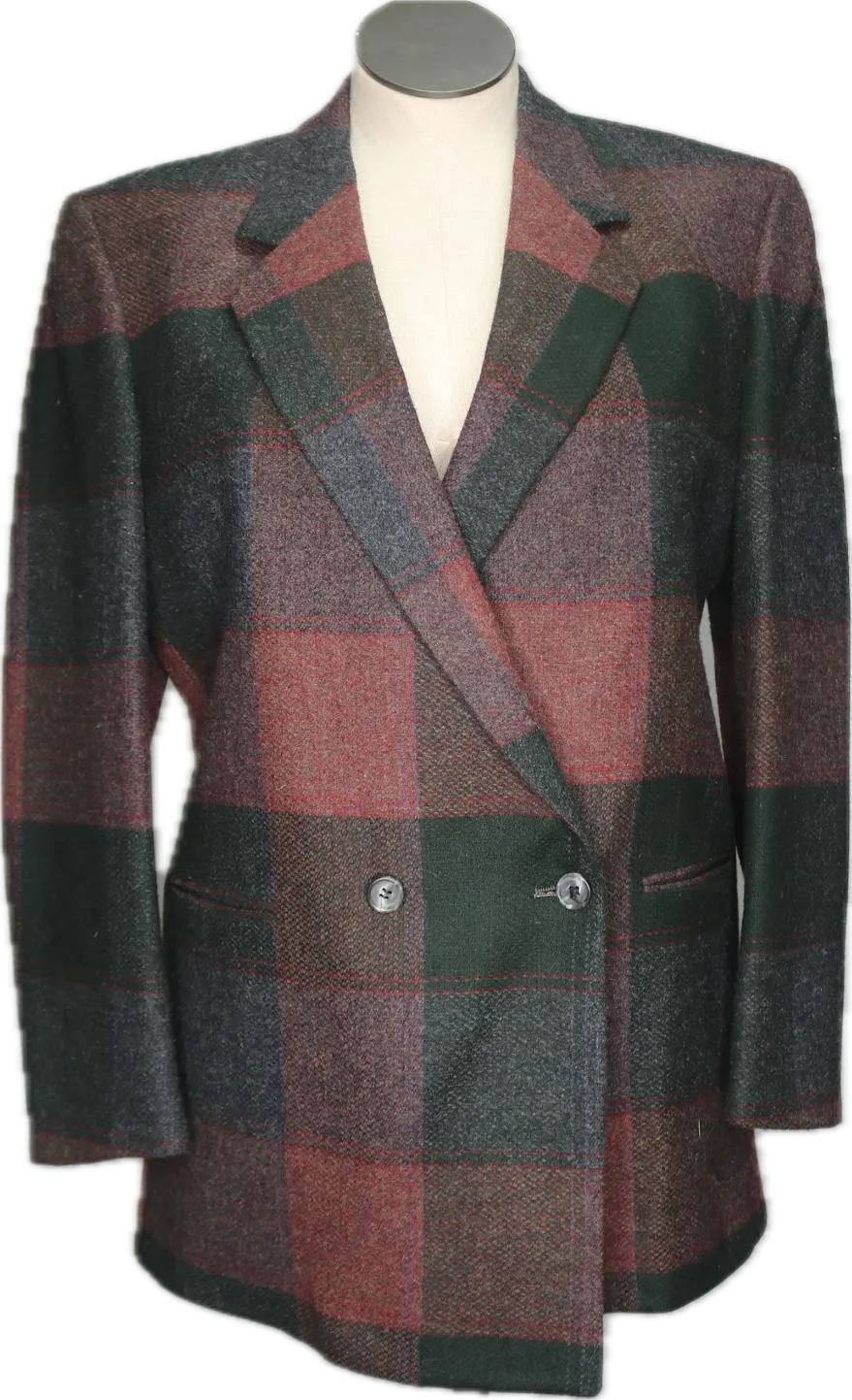 80s Majer Gordon Dusty Red Plaid Blazer    M