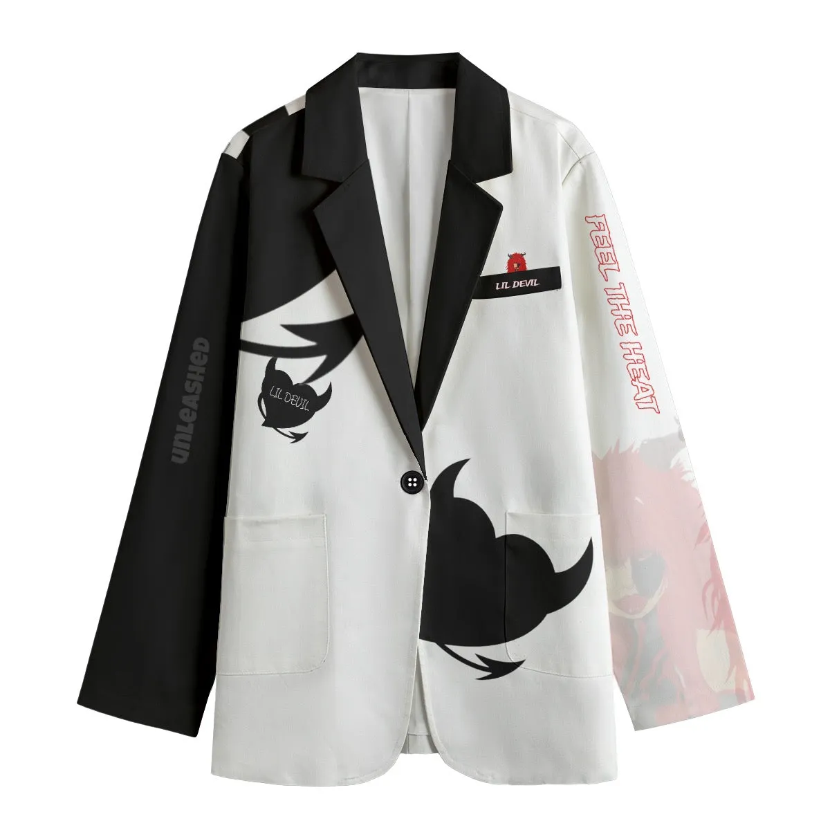 All-Over Print Women's Leisure Blazer | 245GSM Cotton lil devil theme