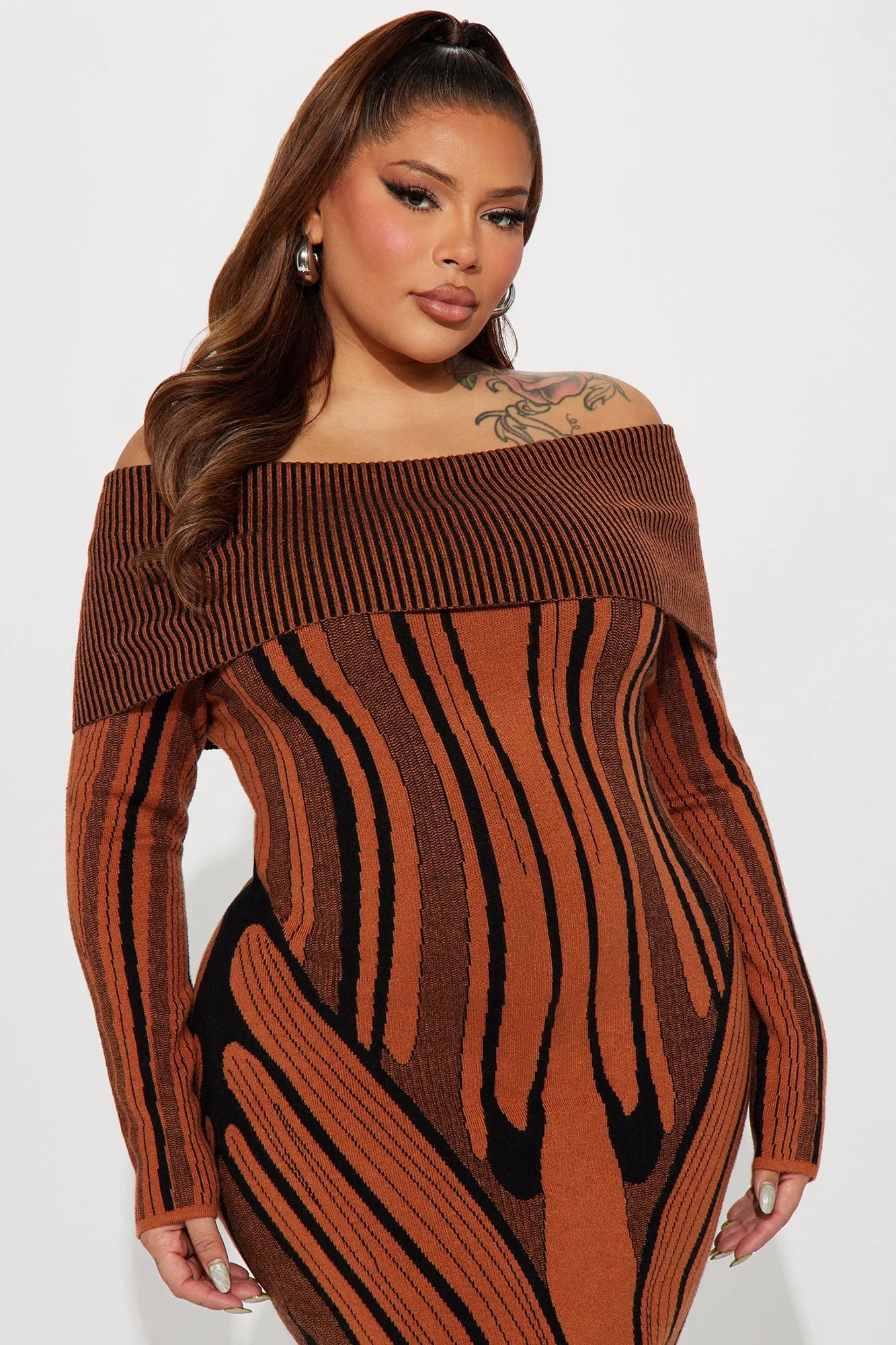 Alyssa Sweater Maxi Dress - Rust/combo