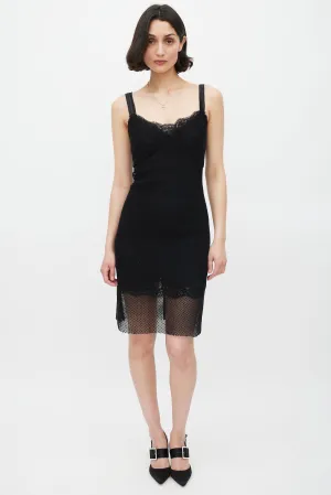 Black Mesh Layered Midi Dress