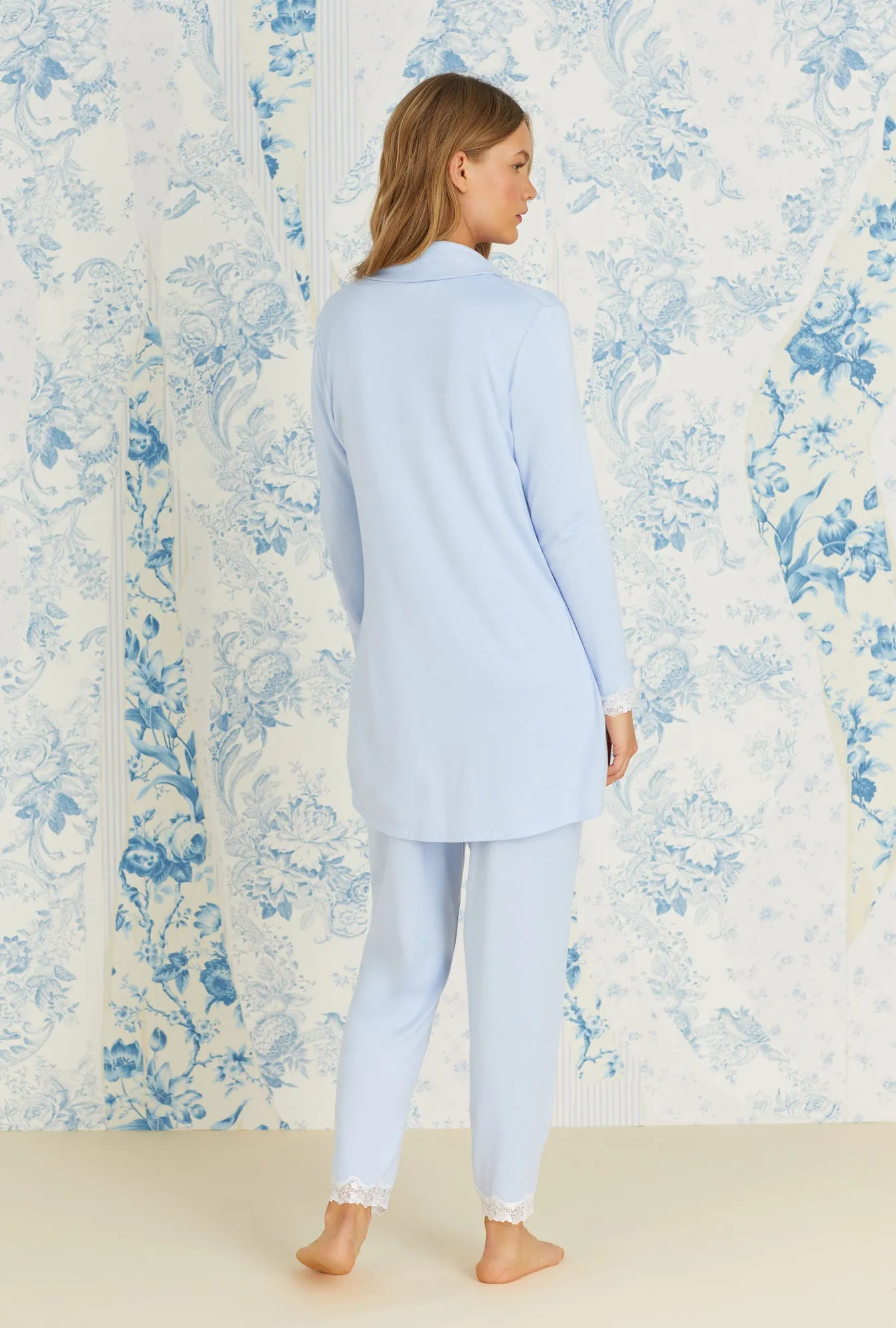 Blue Cozy Sweater Knit Wrap Cardigan