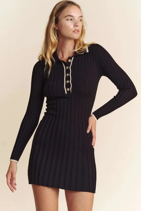 Button Down Contrast Hem Mini Dress
