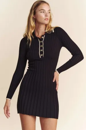 Button Down Contrast Hem Mini Dress