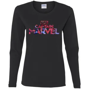 Captain Marvel Bold Tie Dye Movie Logo Women Long Sleeve Shirt