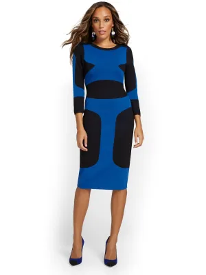 Colorblock Sheath Sweater Dress