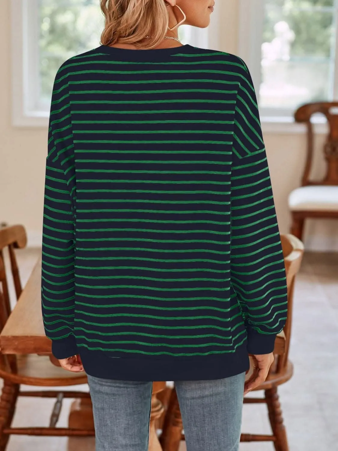 Cozy striped crewneck sweatshirt