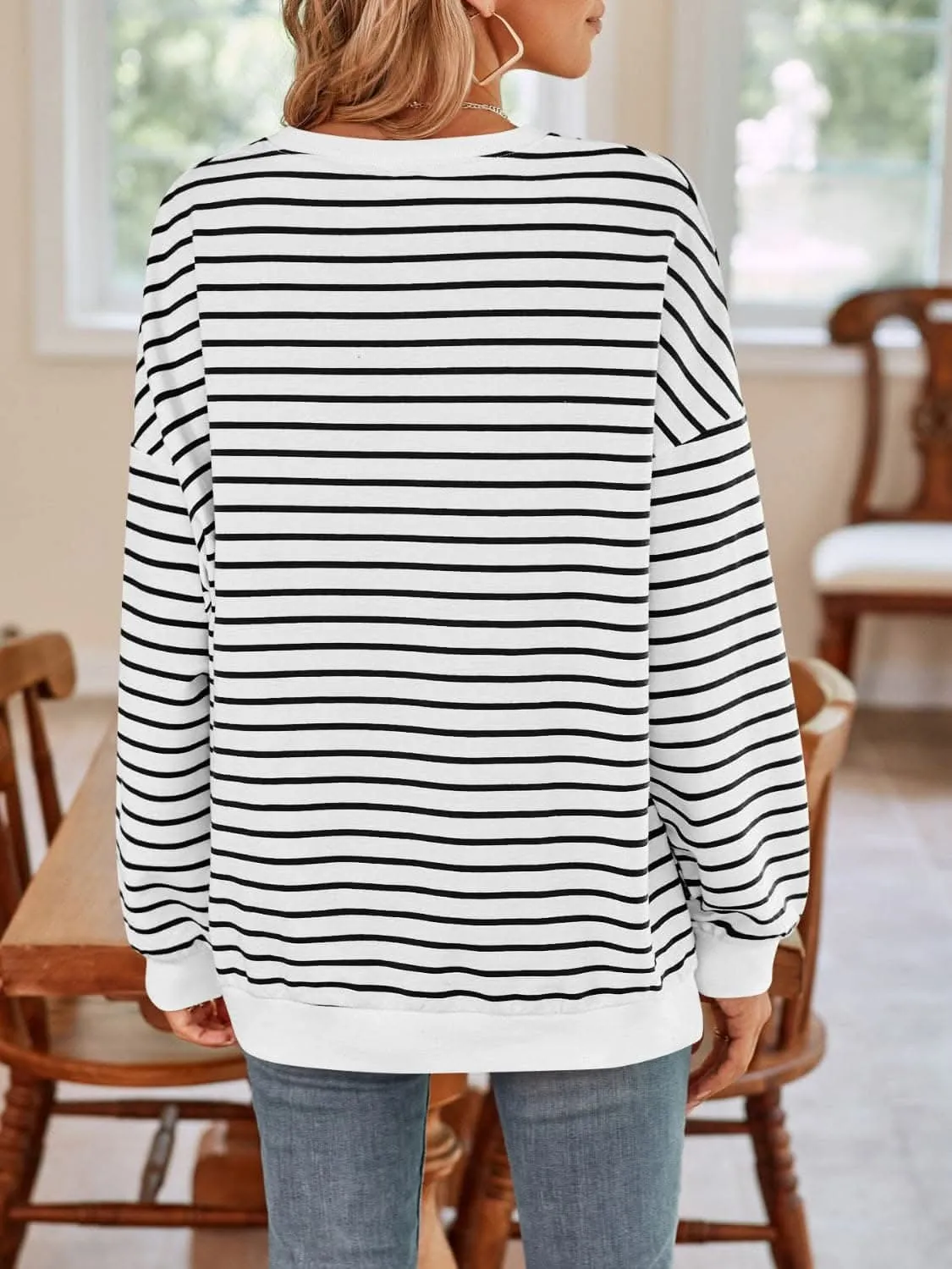 Cozy striped crewneck sweatshirt