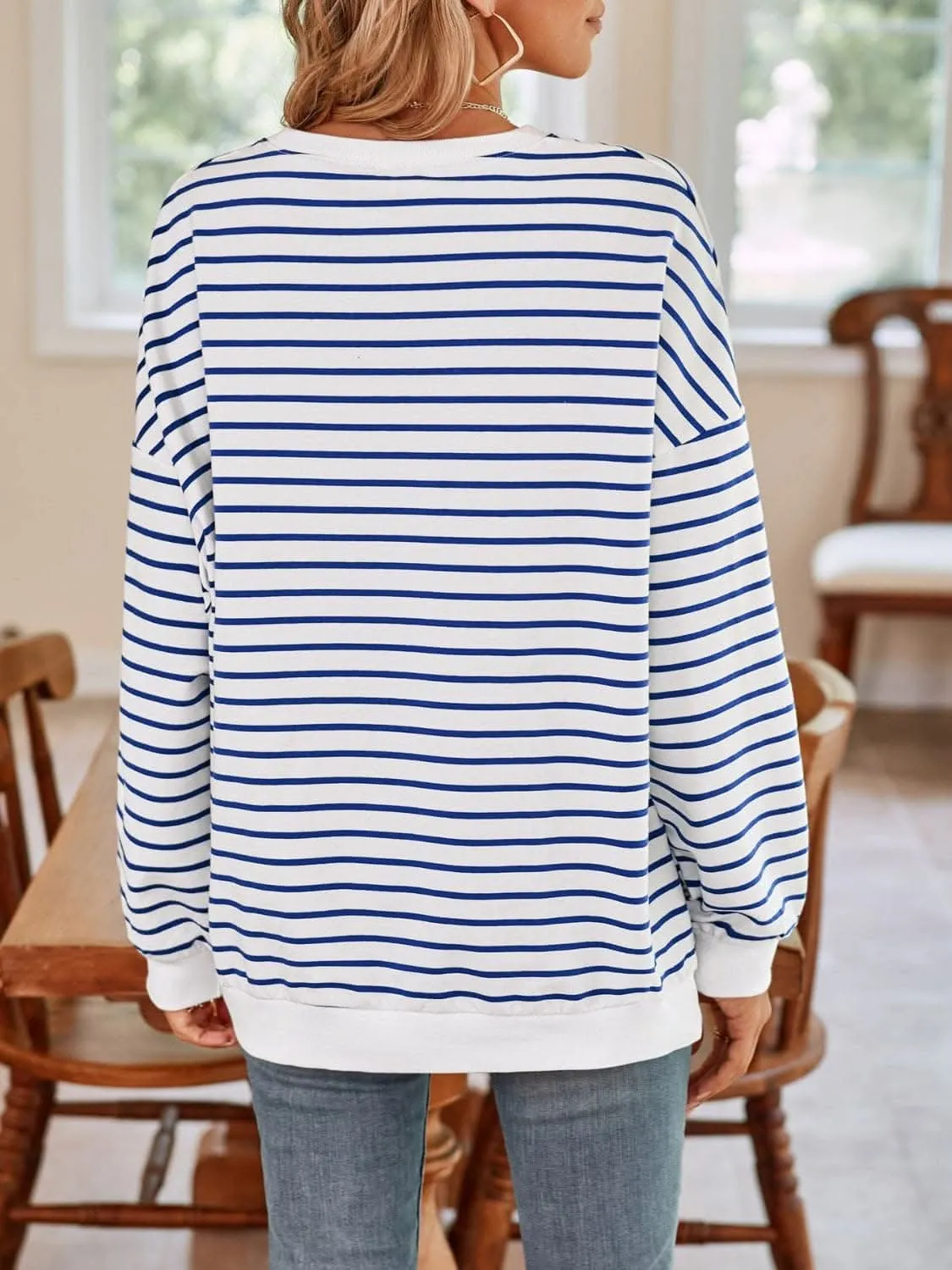Cozy striped crewneck sweatshirt
