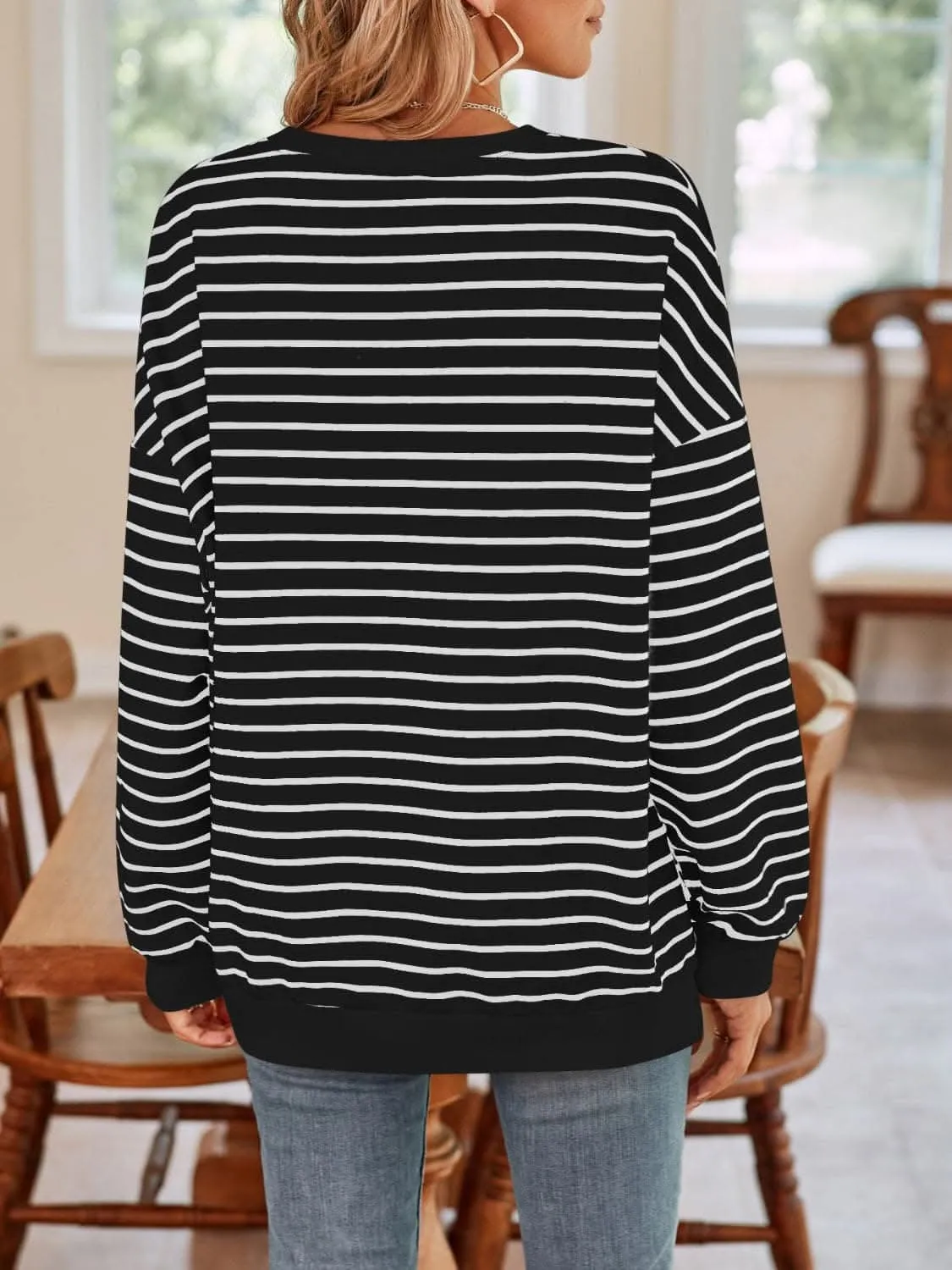 Cozy striped crewneck sweatshirt