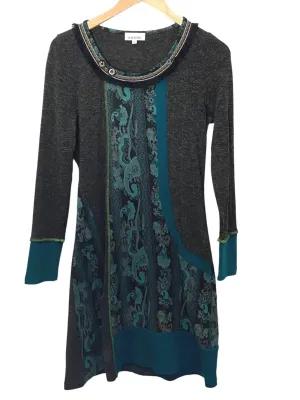 Dark Autumn Paisley Print Sweater Dress