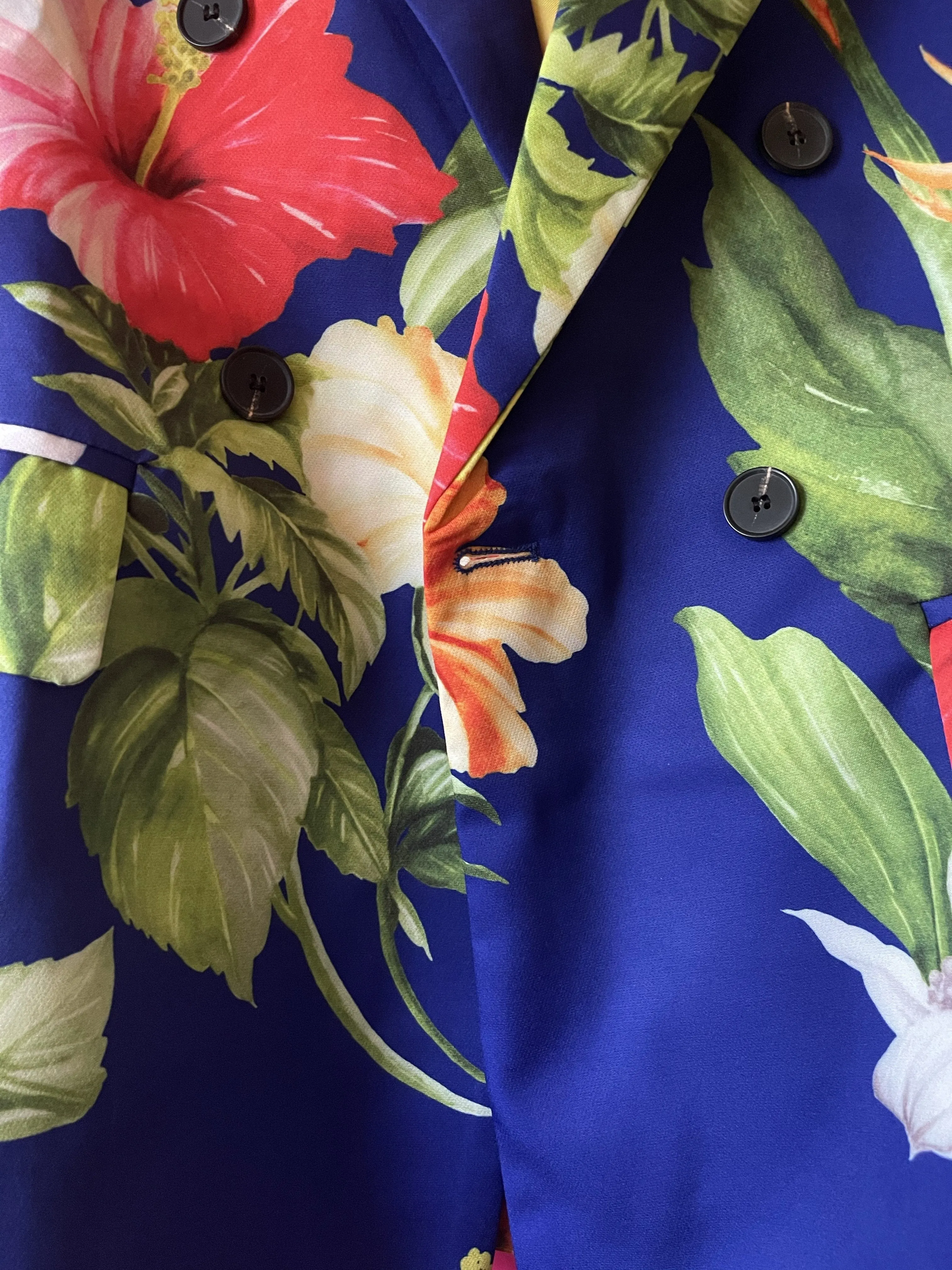 Double Breasted Floral Print Blazer