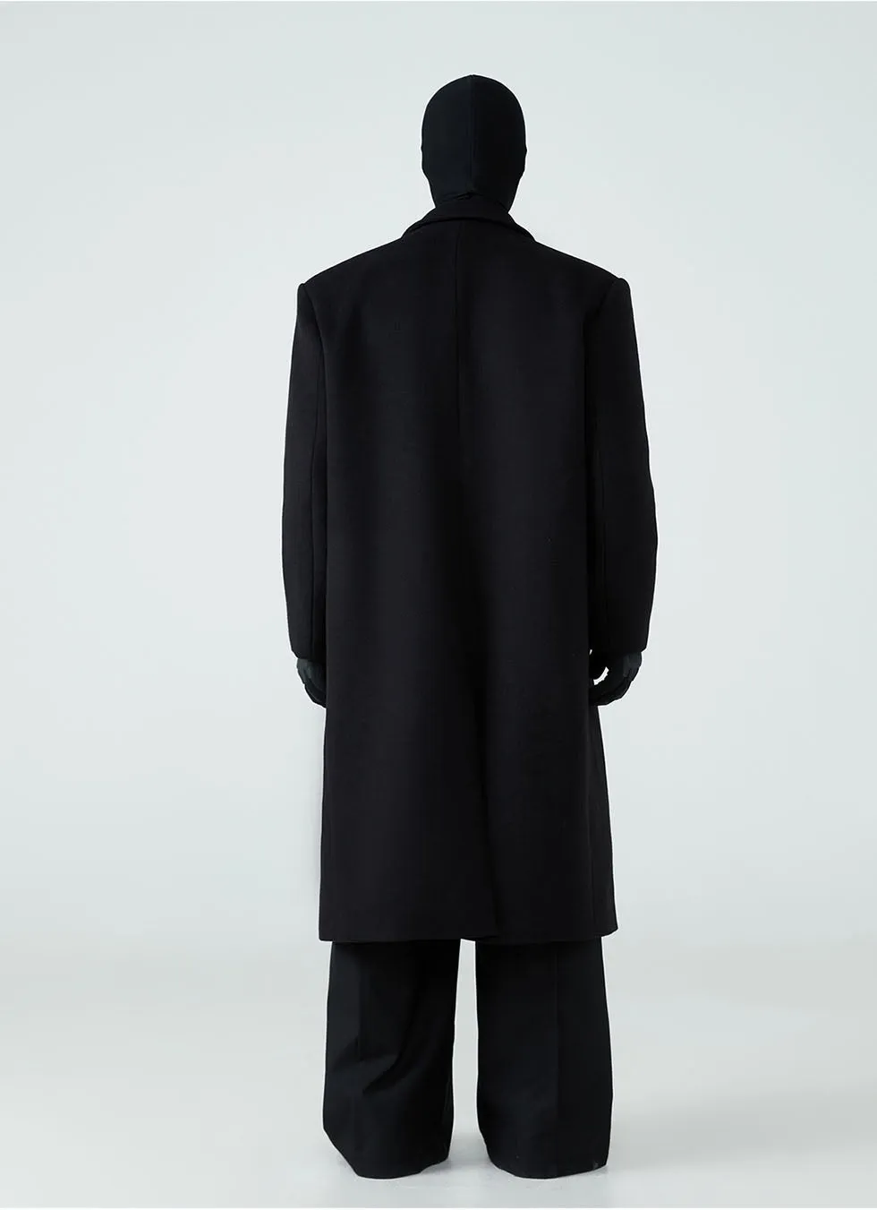 Double-breasted mid-length wool coat