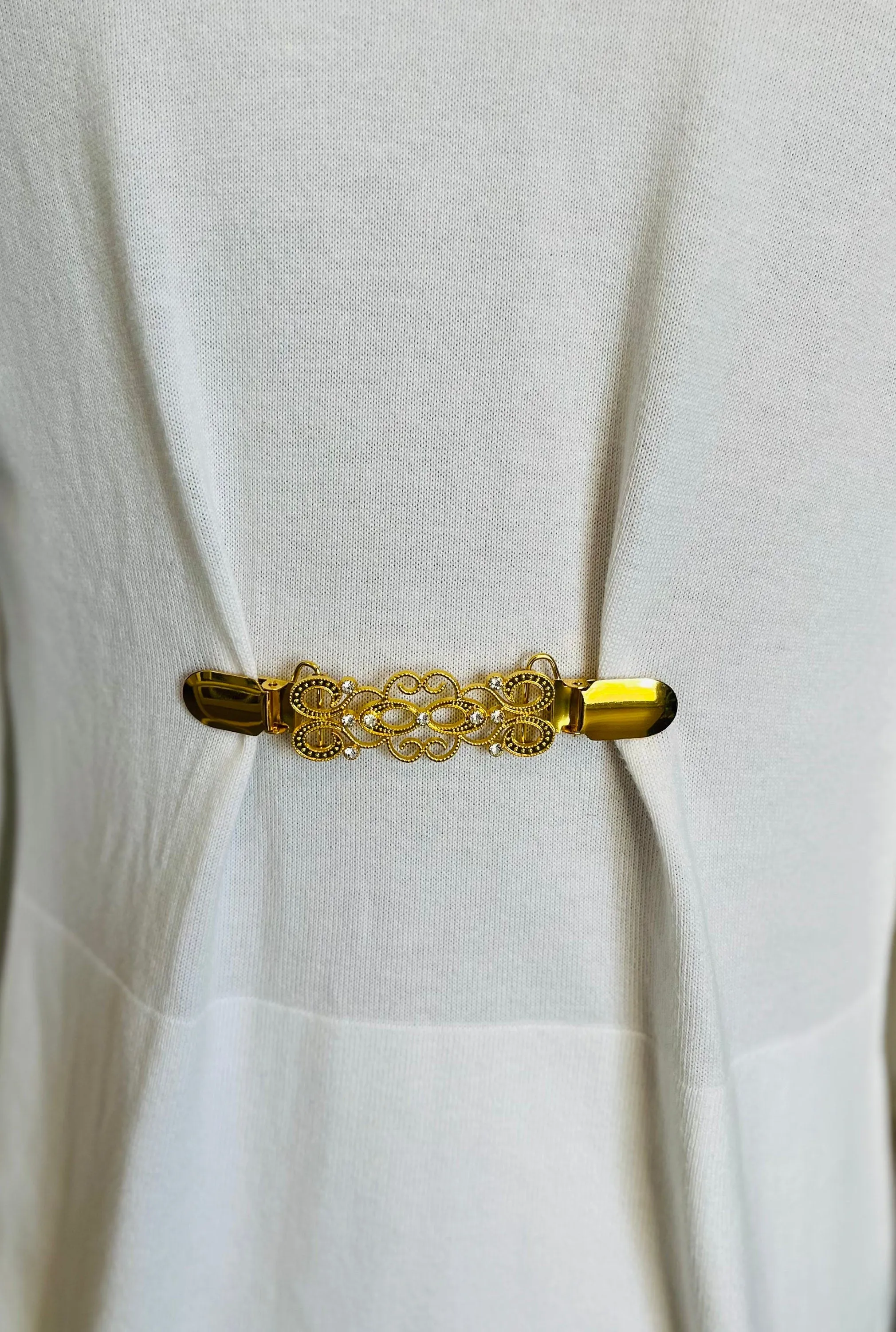 Dress Clips Rhinestone Waist Clip Cardigan Clip Yellow Gold Sweater Clip Cinch Clip Dress Clip Fastener Birthday Gift for Mom Gift for Her