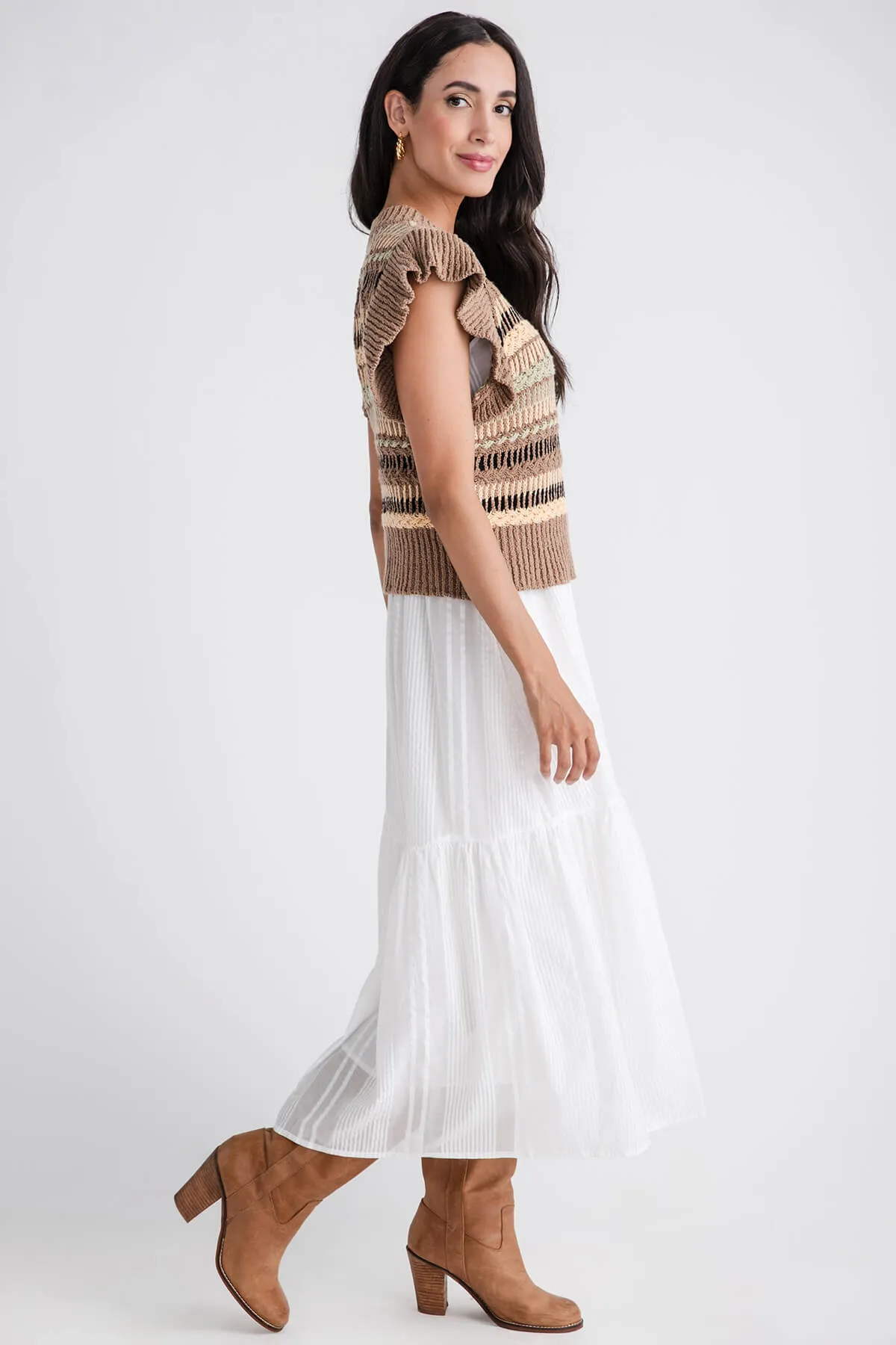 Elan 2fer Woven Knit Midi Dress