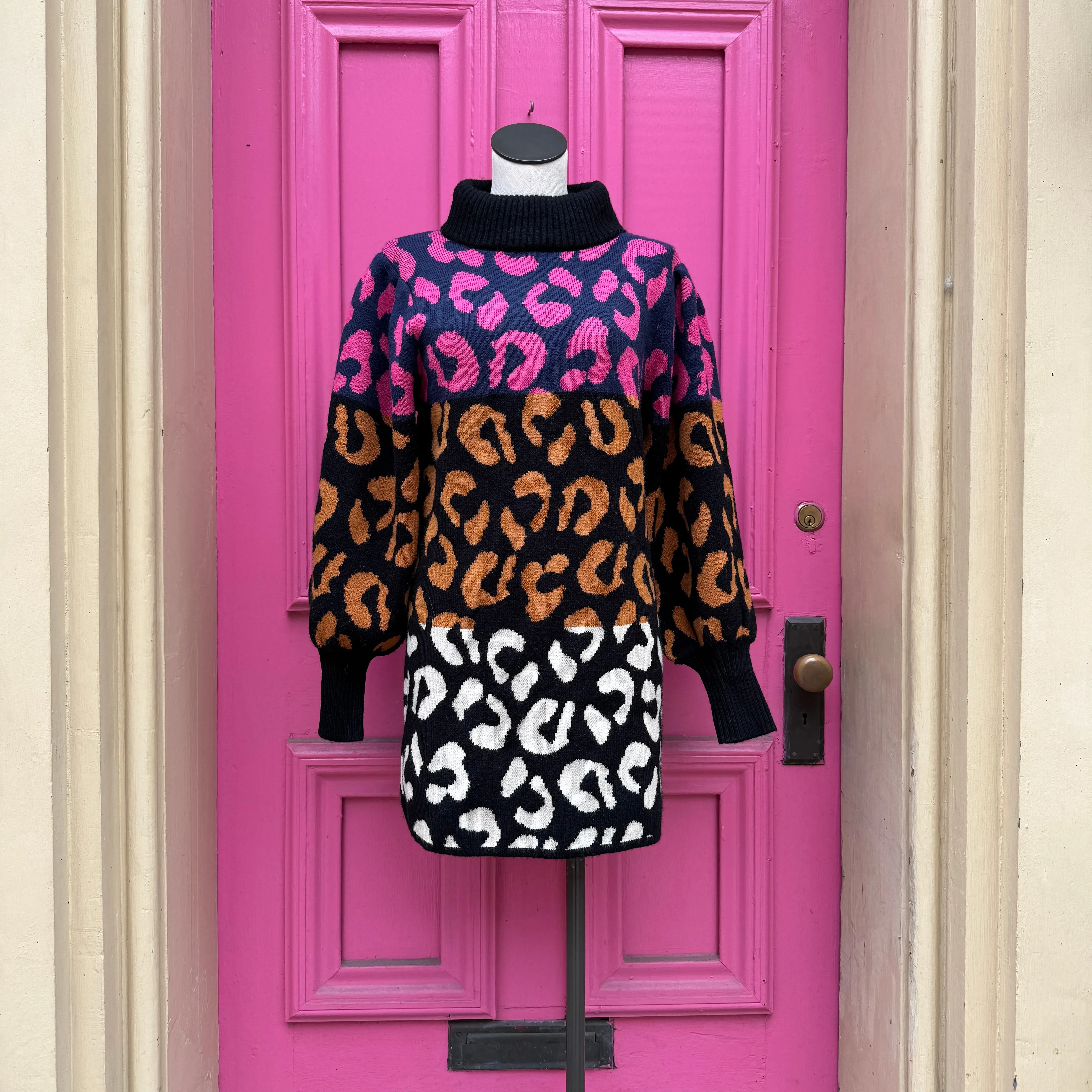 FARM RIO multicolor leopard sweater dress size S