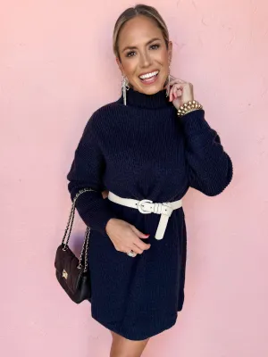 Fireside Festivities Sweater Dress-Black