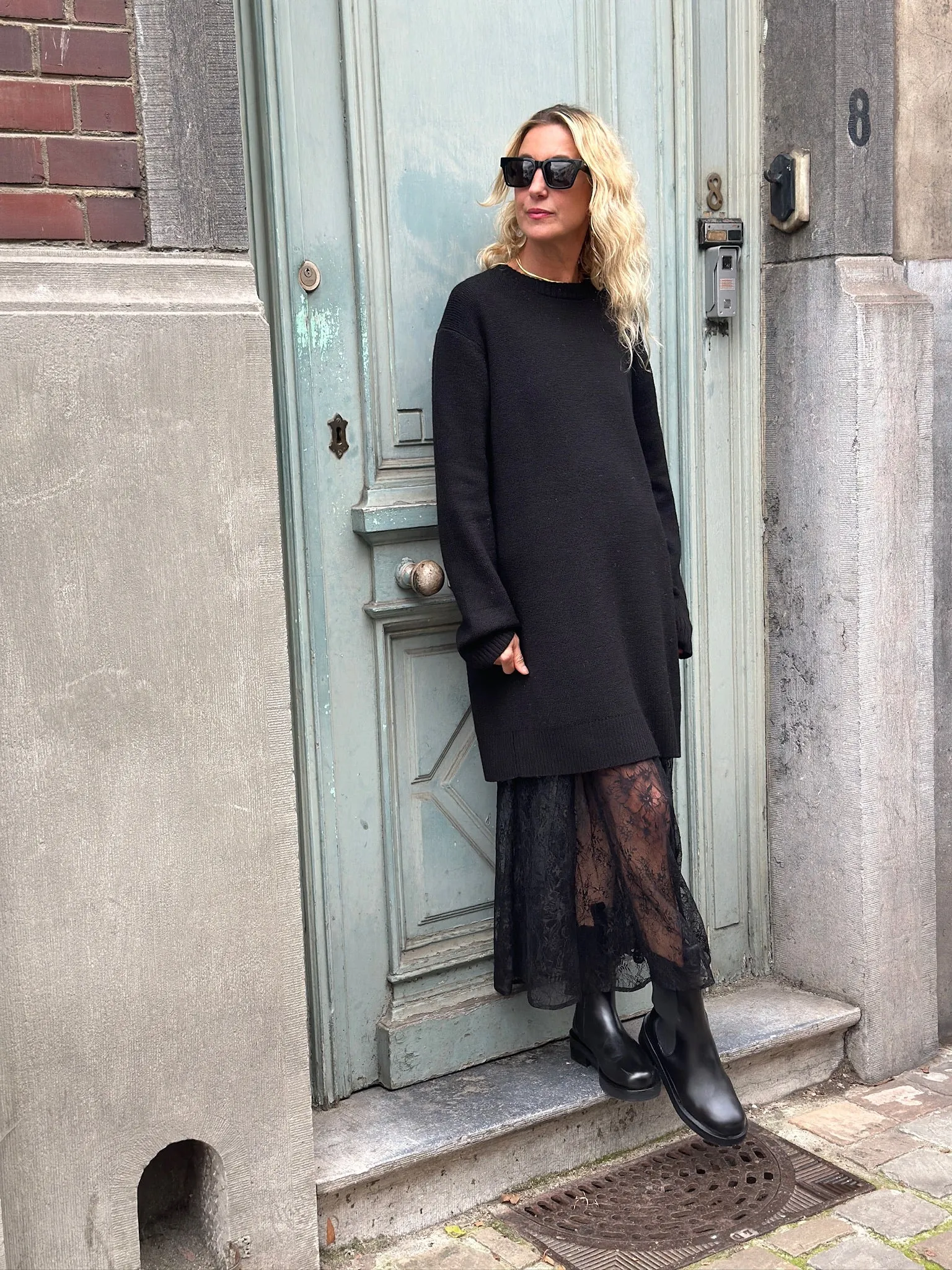 FRED KNIT SWEATER DRESS | BLACK