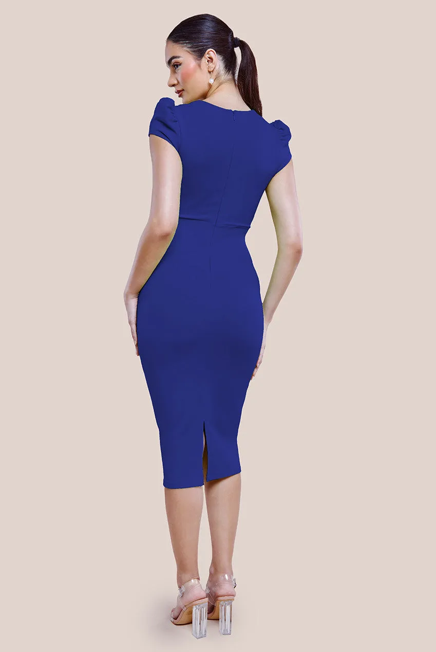 Goddiva Cap Sleeve Frill Edge Midi Dress
