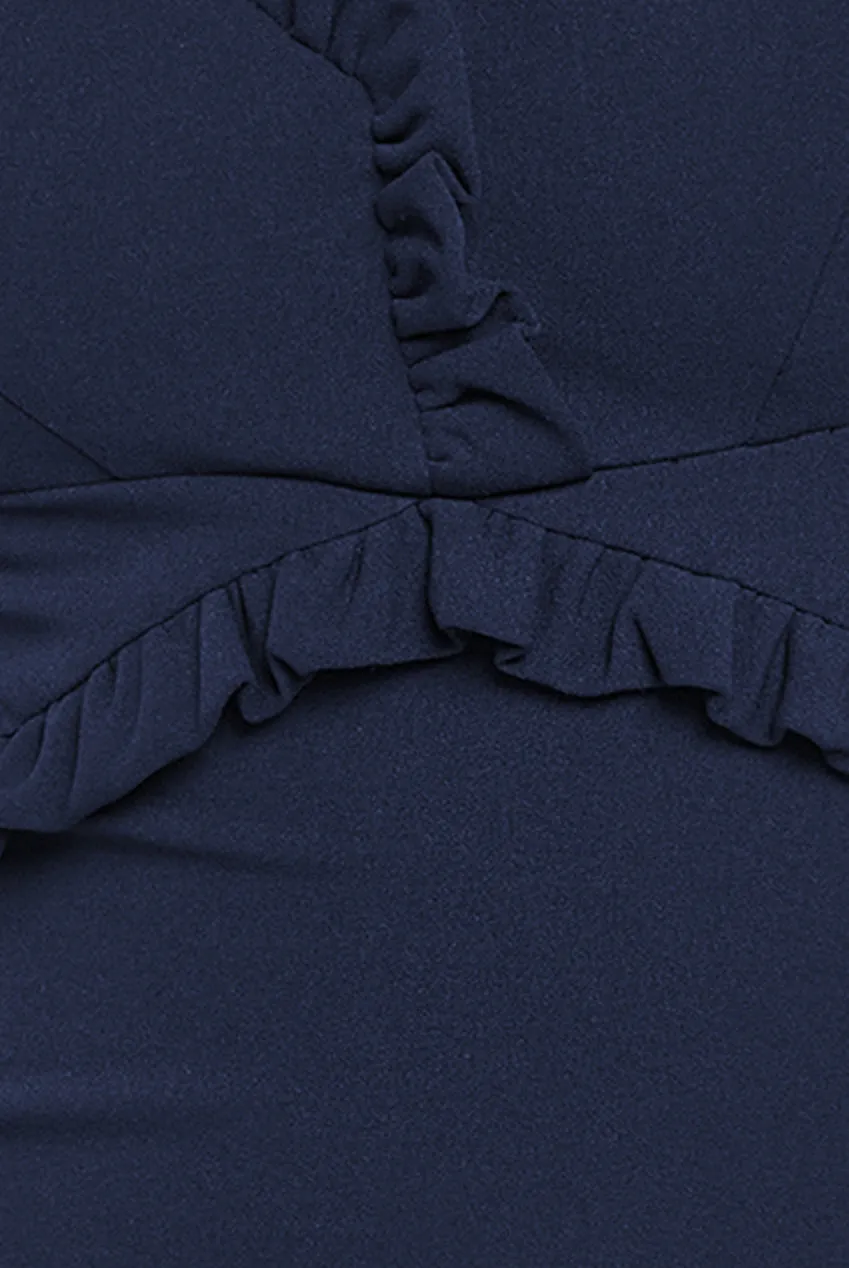 Goddiva Cap Sleeve Frill Edge Midi Dress