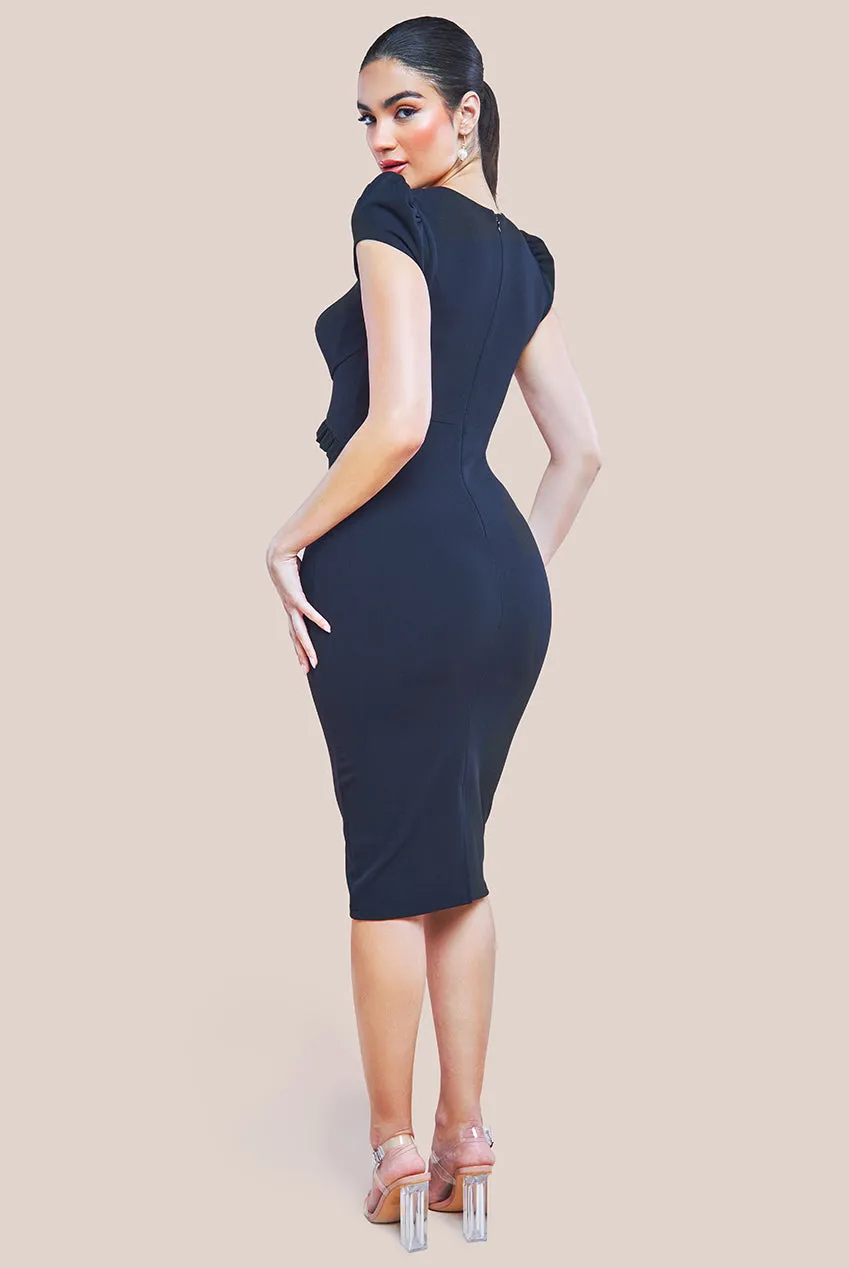Goddiva Cap Sleeve Frill Edge Midi Dress