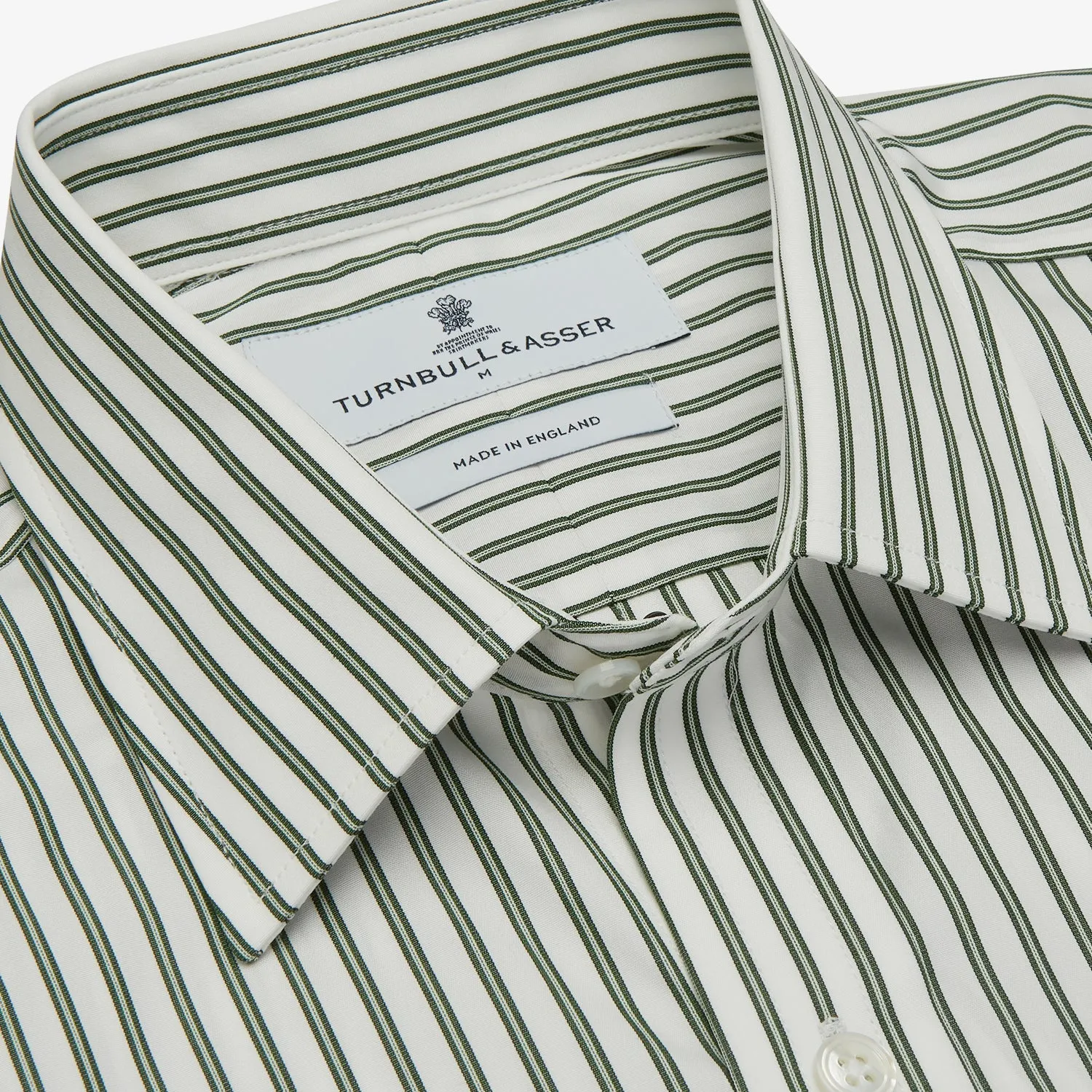 Green Stripe Weekend Fit Shirt with Derby Collar and 1-Button Cuffs
