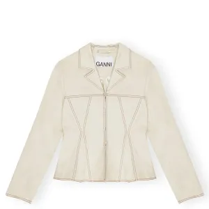 Herringbone Canvas Fitted Blazer