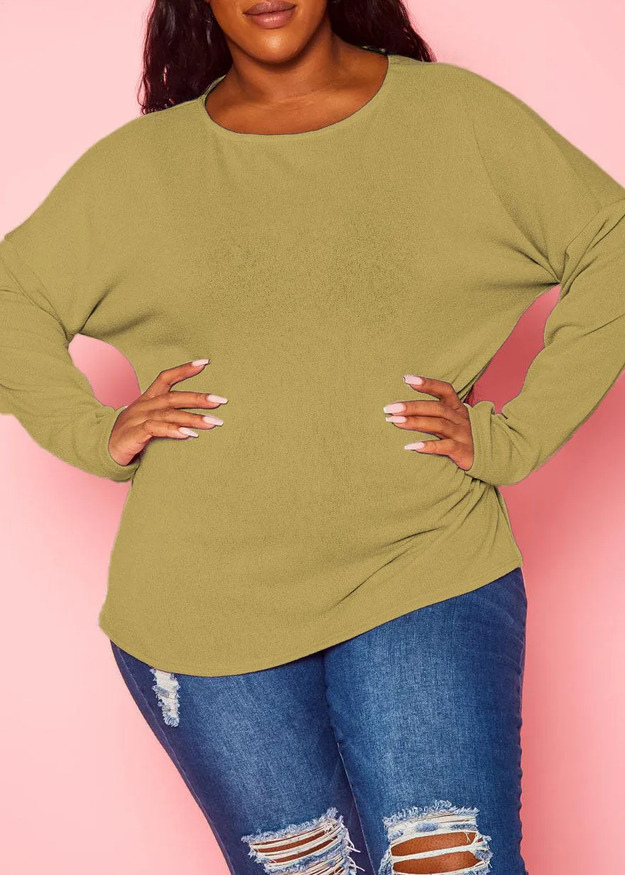 Hi Curvy Plus Size Women Knit Long Sleeve Sweater