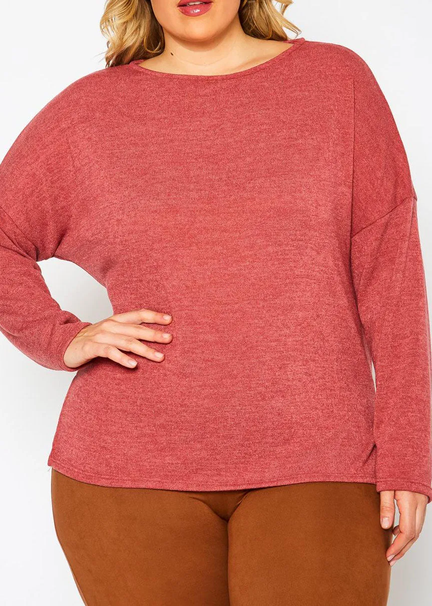 Hi Curvy Plus Size Women Knit Long Sleeve Sweater