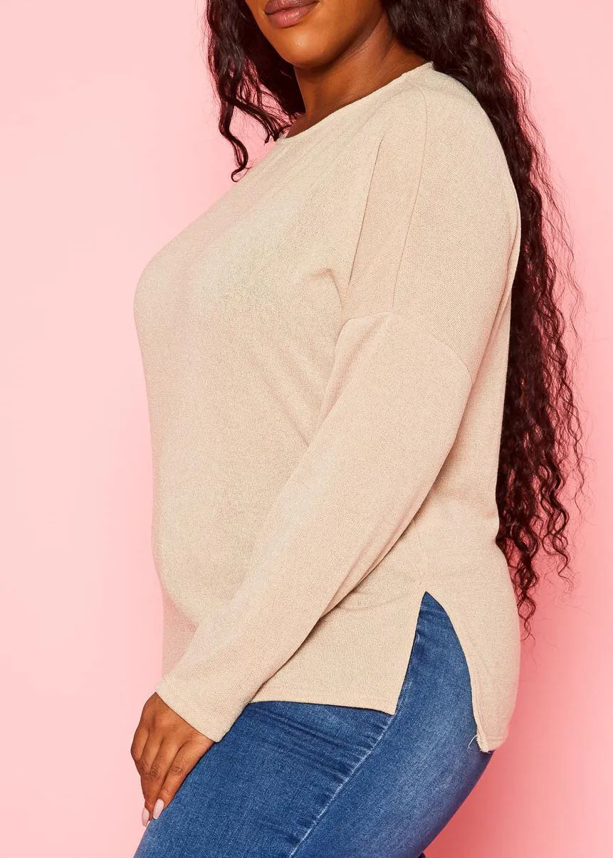 Hi Curvy Plus Size Women Knit Long Sleeve Sweater