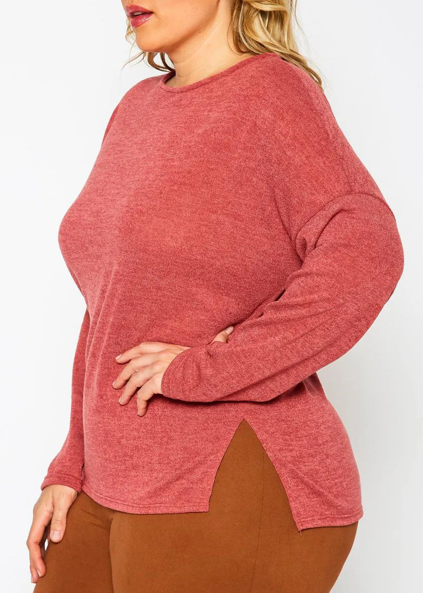 Hi Curvy Plus Size Women Knit Long Sleeve Sweater