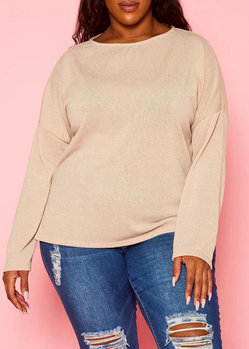 Hi Curvy Plus Size Women Knit Long Sleeve Sweater