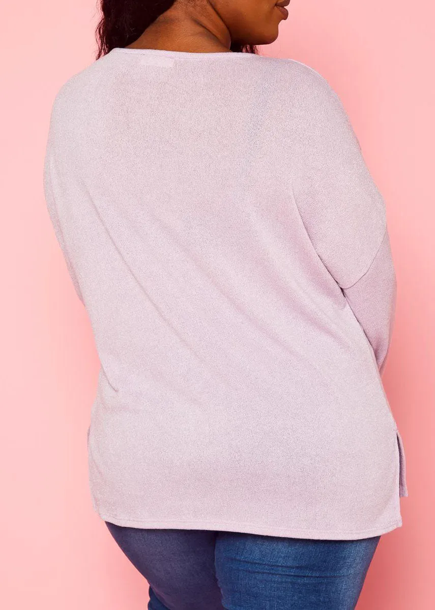 Hi Curvy Plus Size Women Knit Long Sleeve Sweater