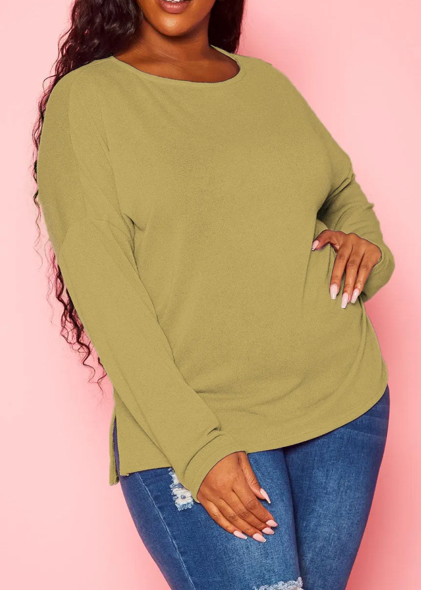 Hi Curvy Plus Size Women Knit Long Sleeve Sweater