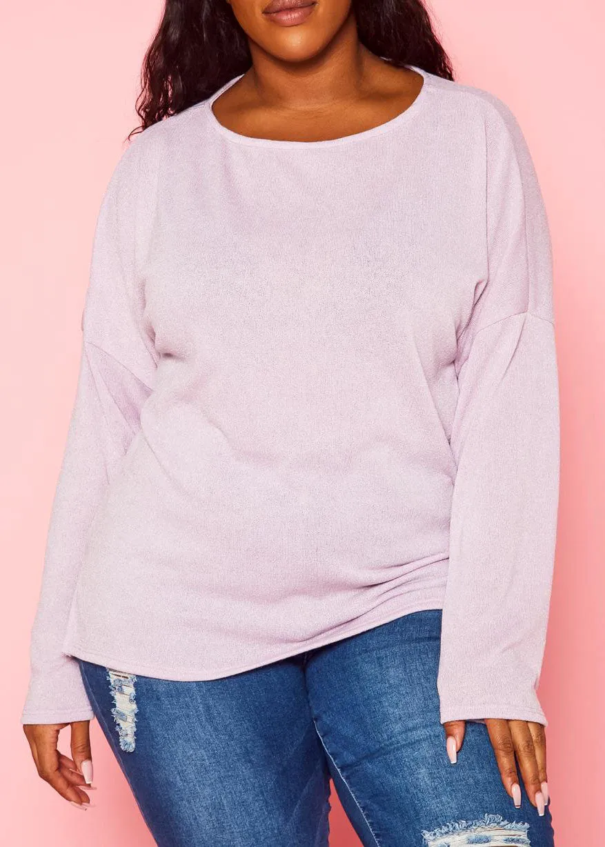 Hi Curvy Plus Size Women Knit Long Sleeve Sweater