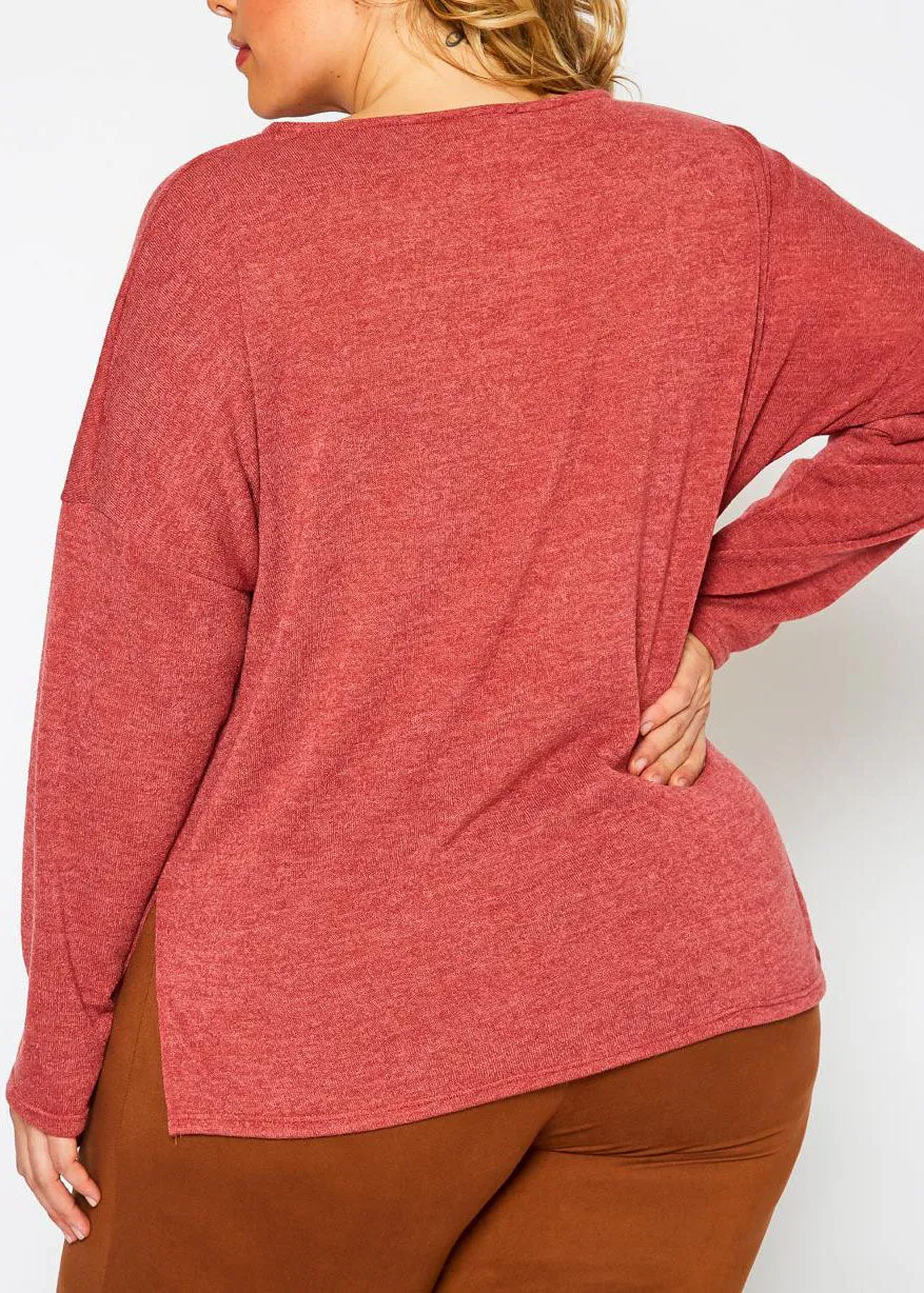Hi Curvy Plus Size Women Knit Long Sleeve Sweater