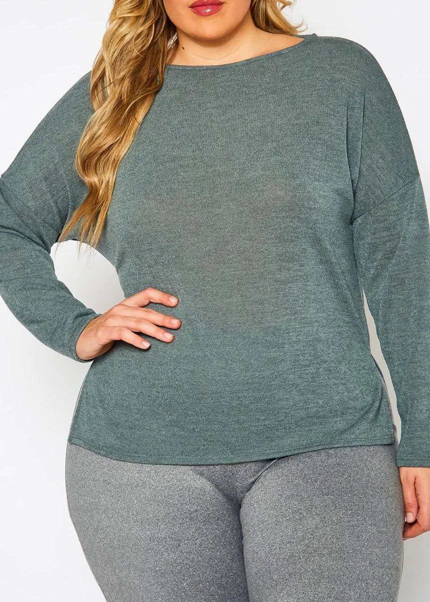 Hi Curvy Plus Size Women Knit Long Sleeve Sweater