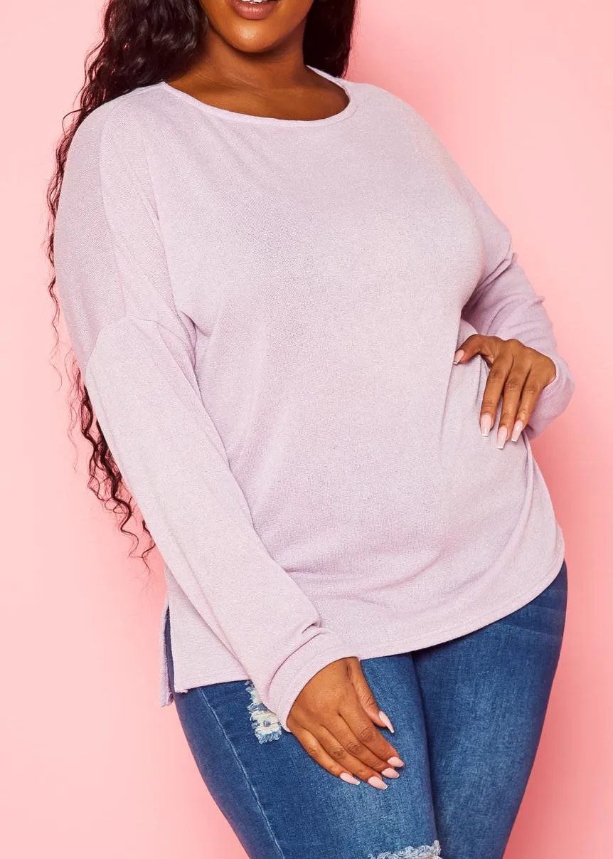 Hi Curvy Plus Size Women Knit Long Sleeve Sweater