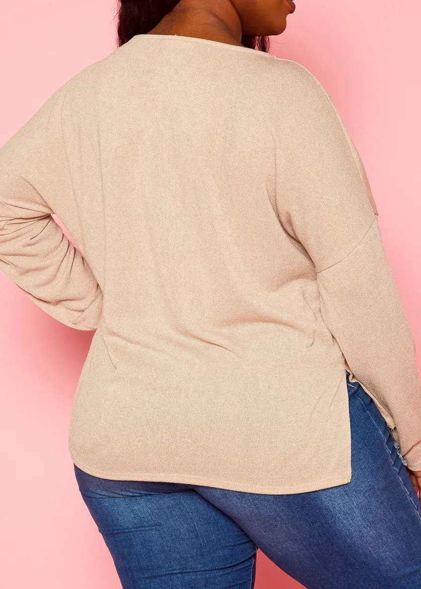 Hi Curvy Plus Size Women Knit Long Sleeve Sweater