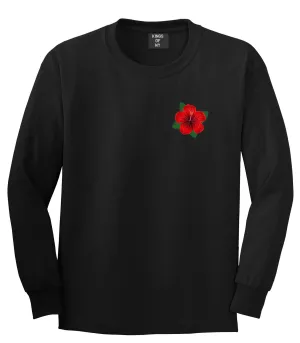 Hibiscus Flower Chest Mens Long Sleeve T-Shirt