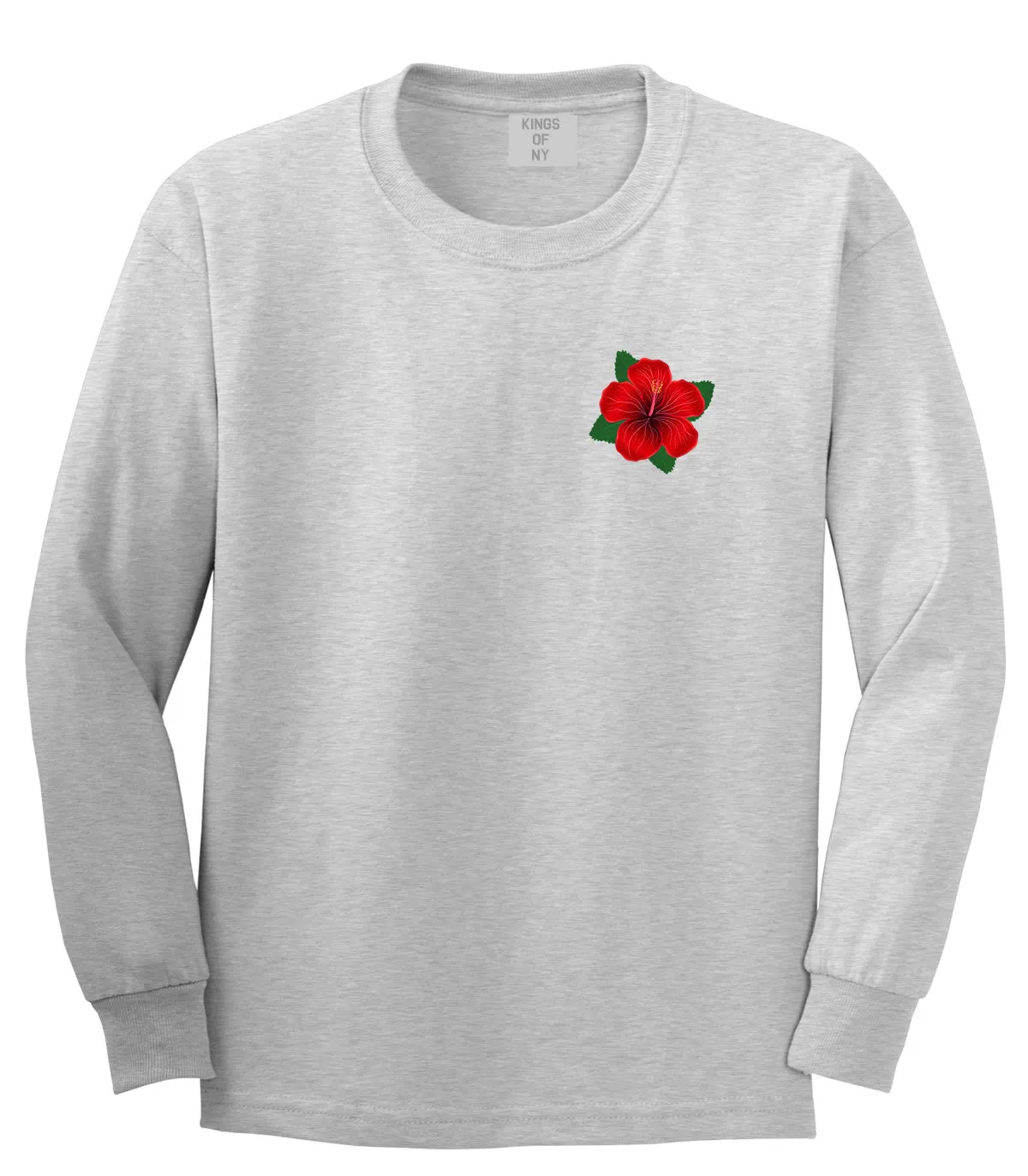 Hibiscus Flower Chest Mens Long Sleeve T-Shirt