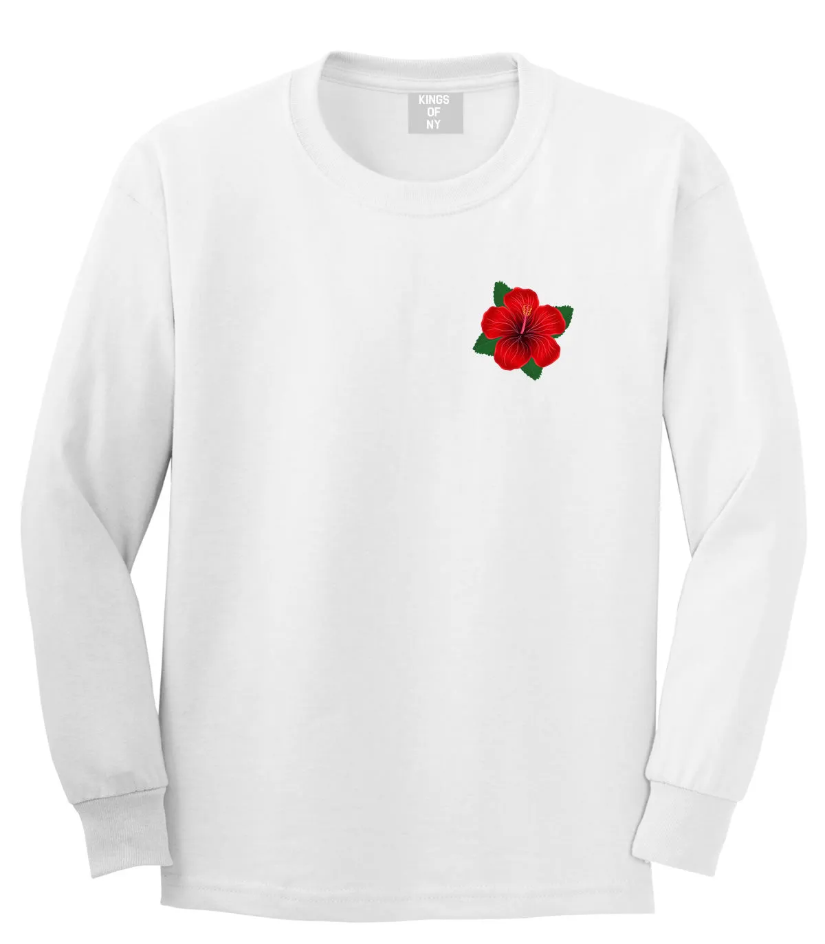 Hibiscus Flower Chest Mens Long Sleeve T-Shirt