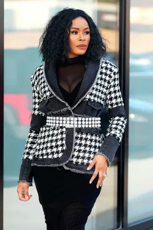 Houndstooth Jean blazer coat