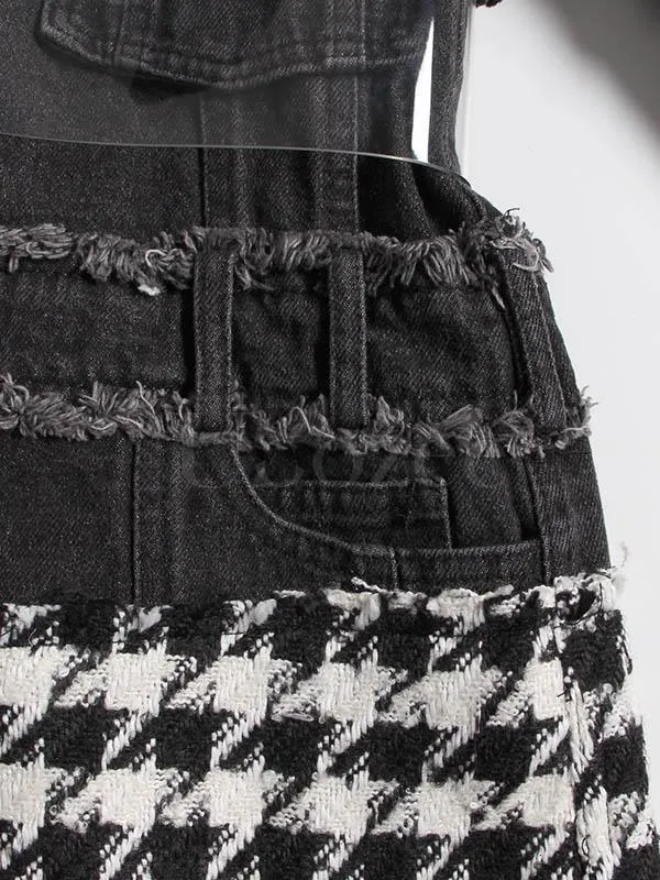 Houndstooth Jean blazer coat